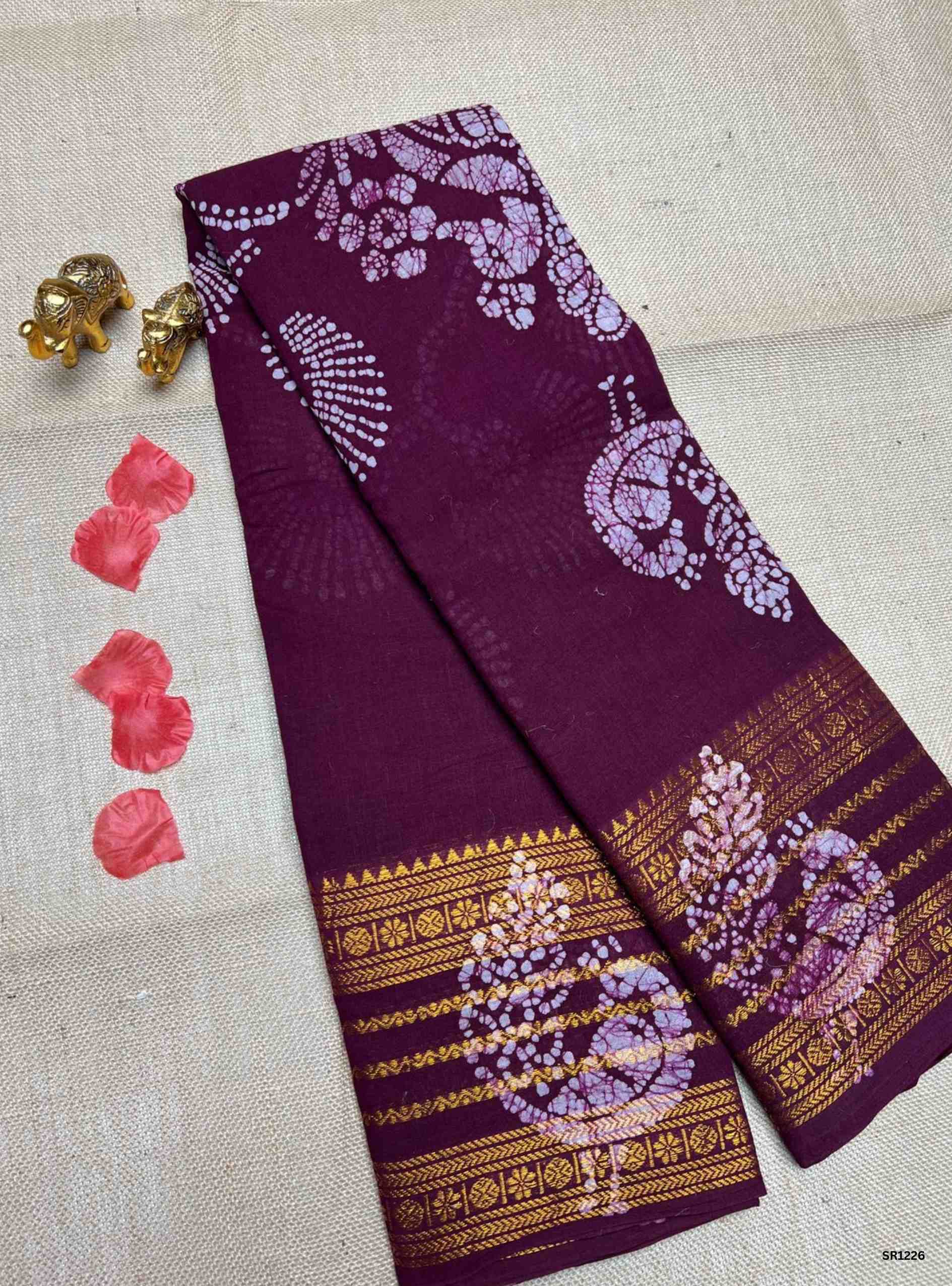 Maroon - Wax Chungudi Cotton