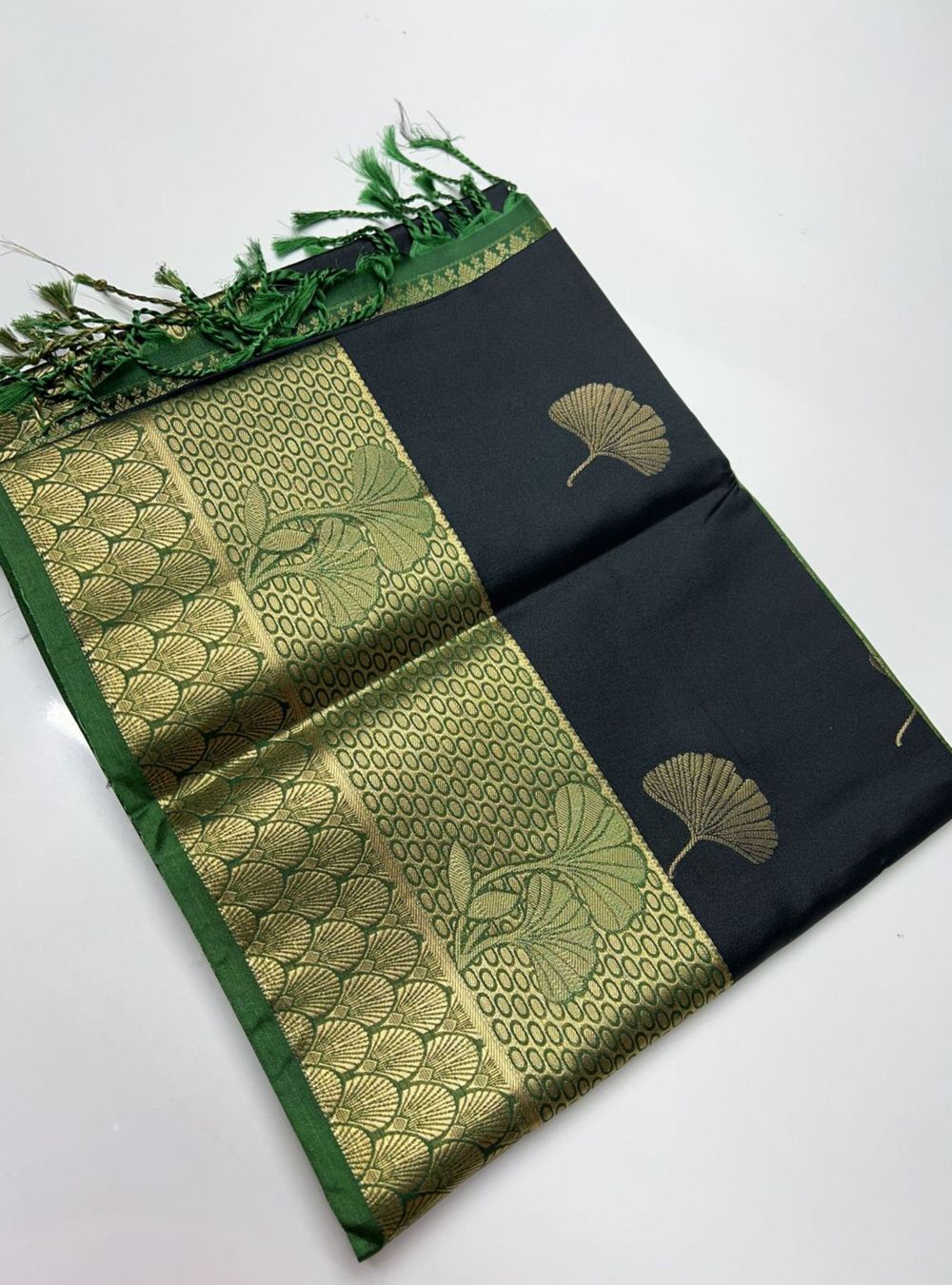 Black & Green - Semi Silk Saree