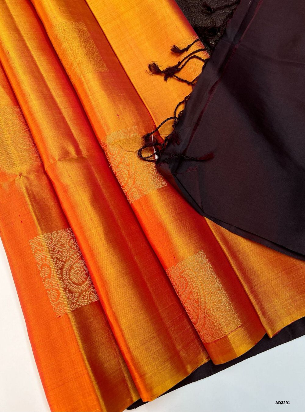 Mango Yellow & Coffee Brown - Soft Silk Saree