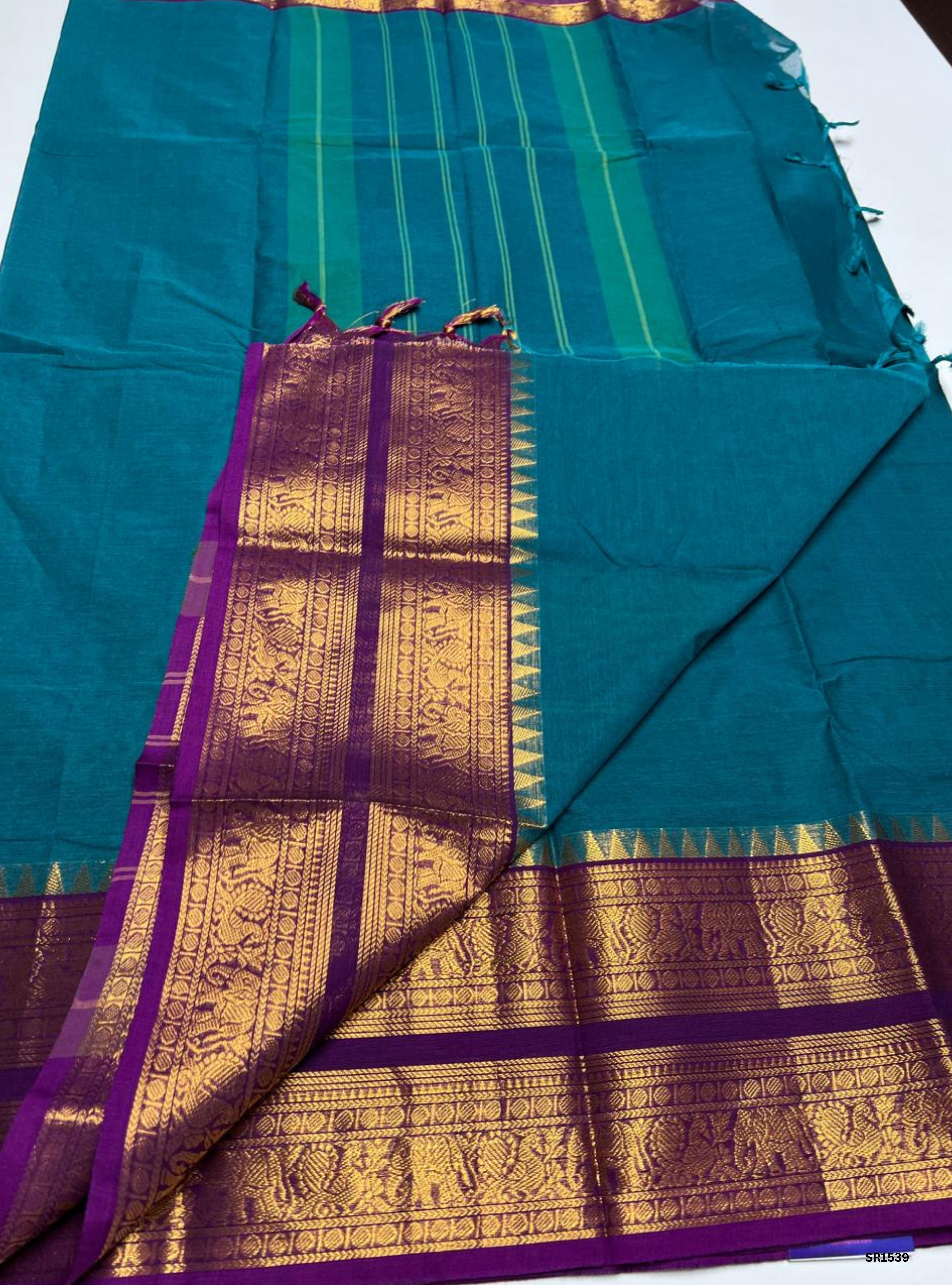 Teal & Magenta - Kanchi Cotton Saree