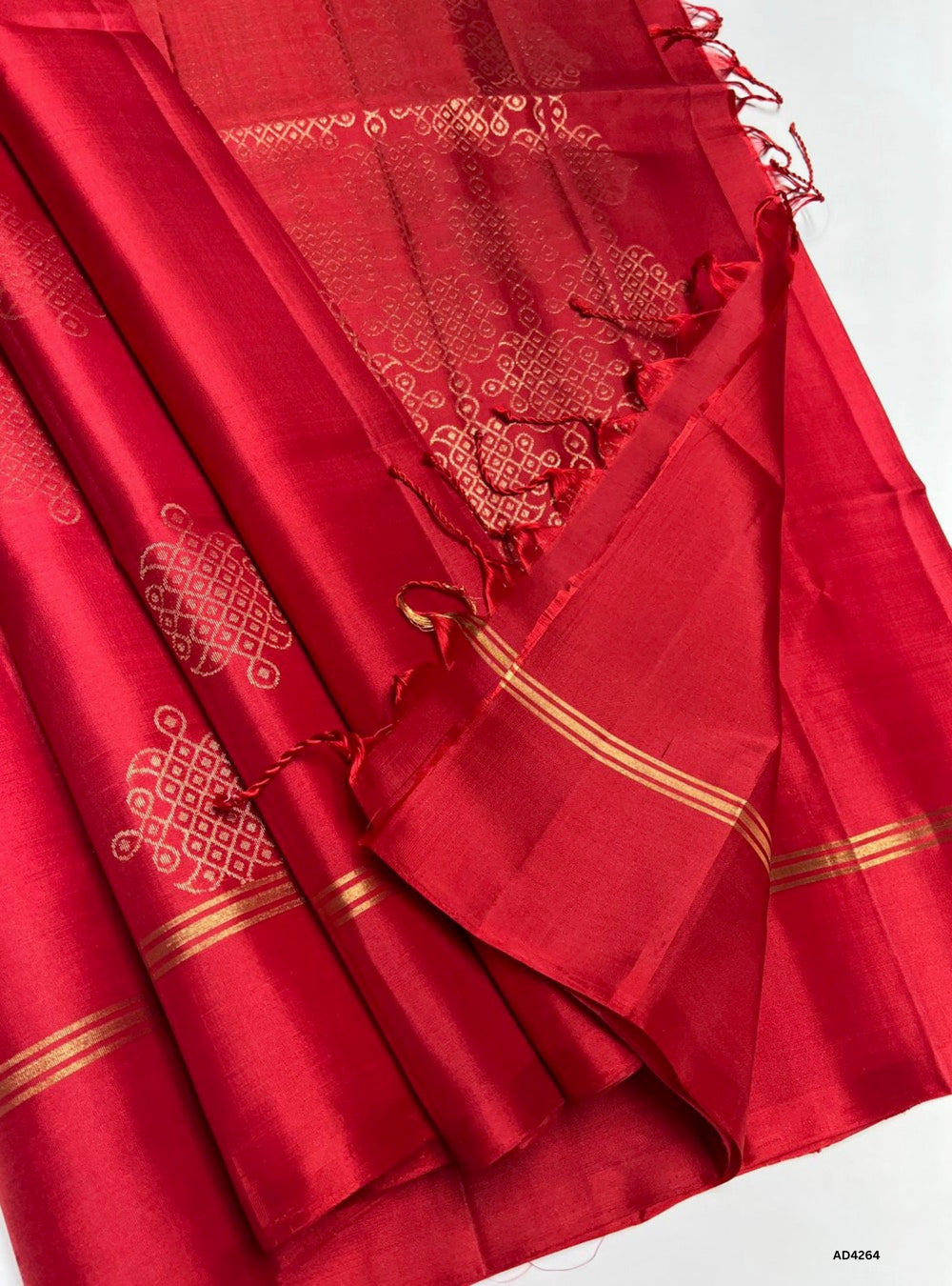 Red - Kolam Soft Silk Saree