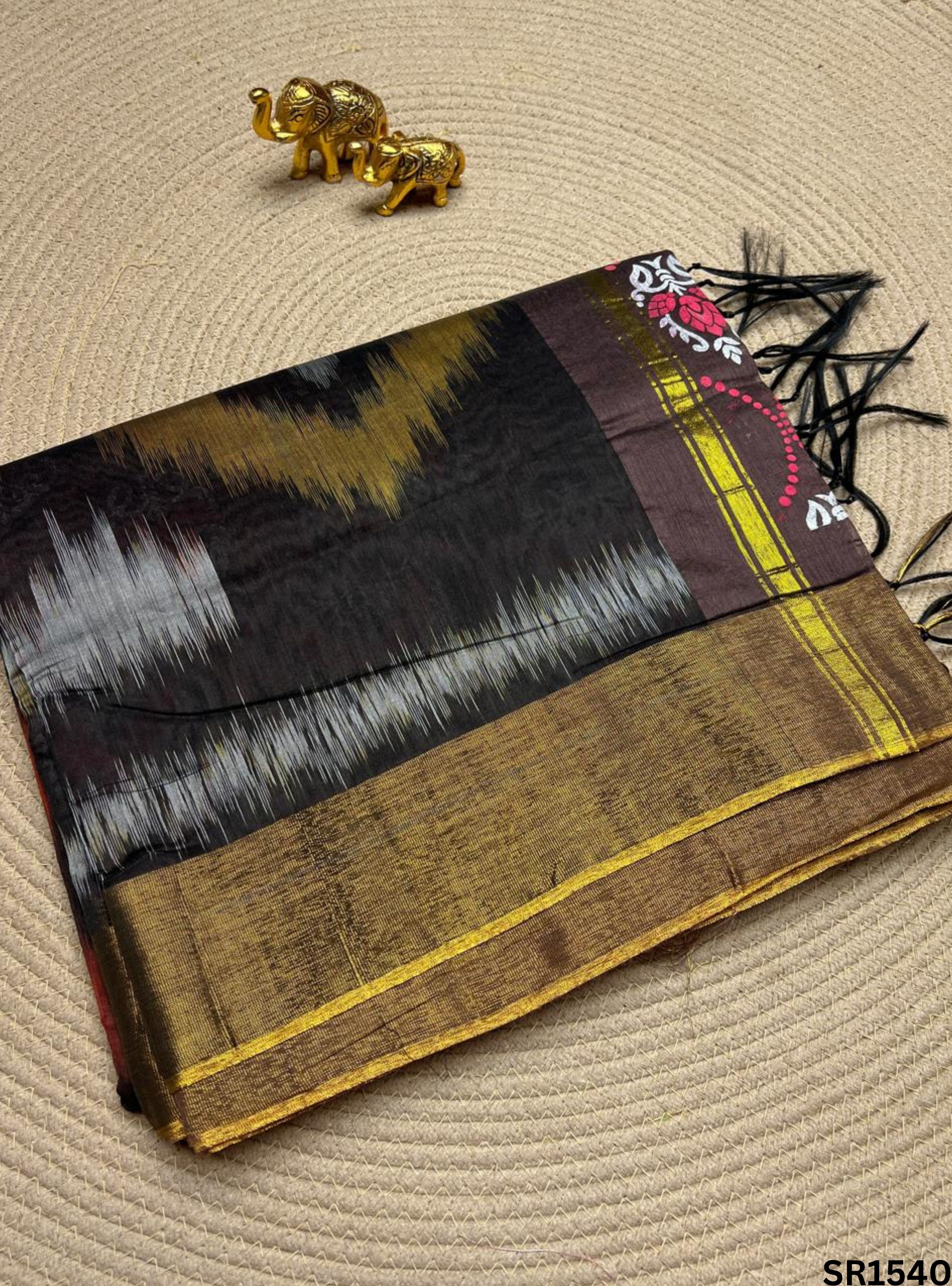 Brown & Black - Kotta Cotton Saree
