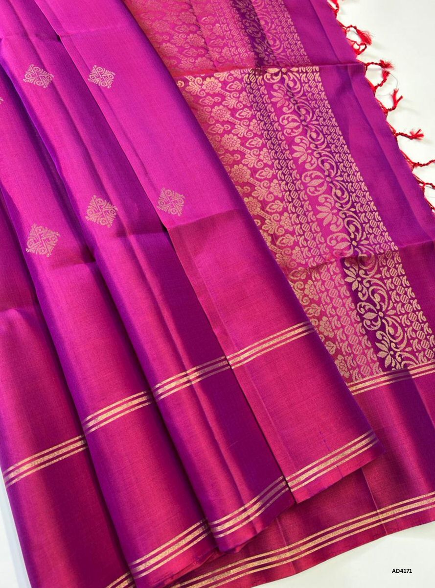 Redish pink - Soft Silk Saree