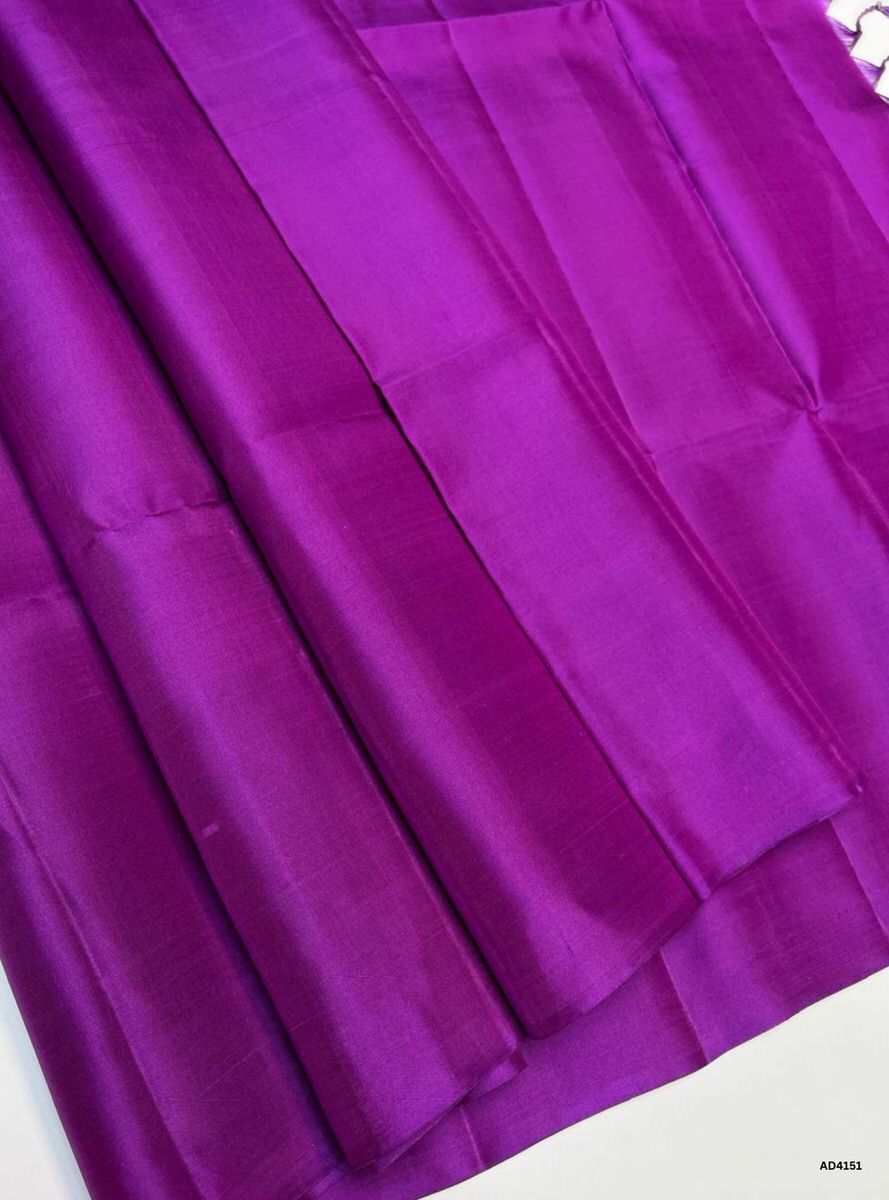Purple - Plain Soft Silk Saree