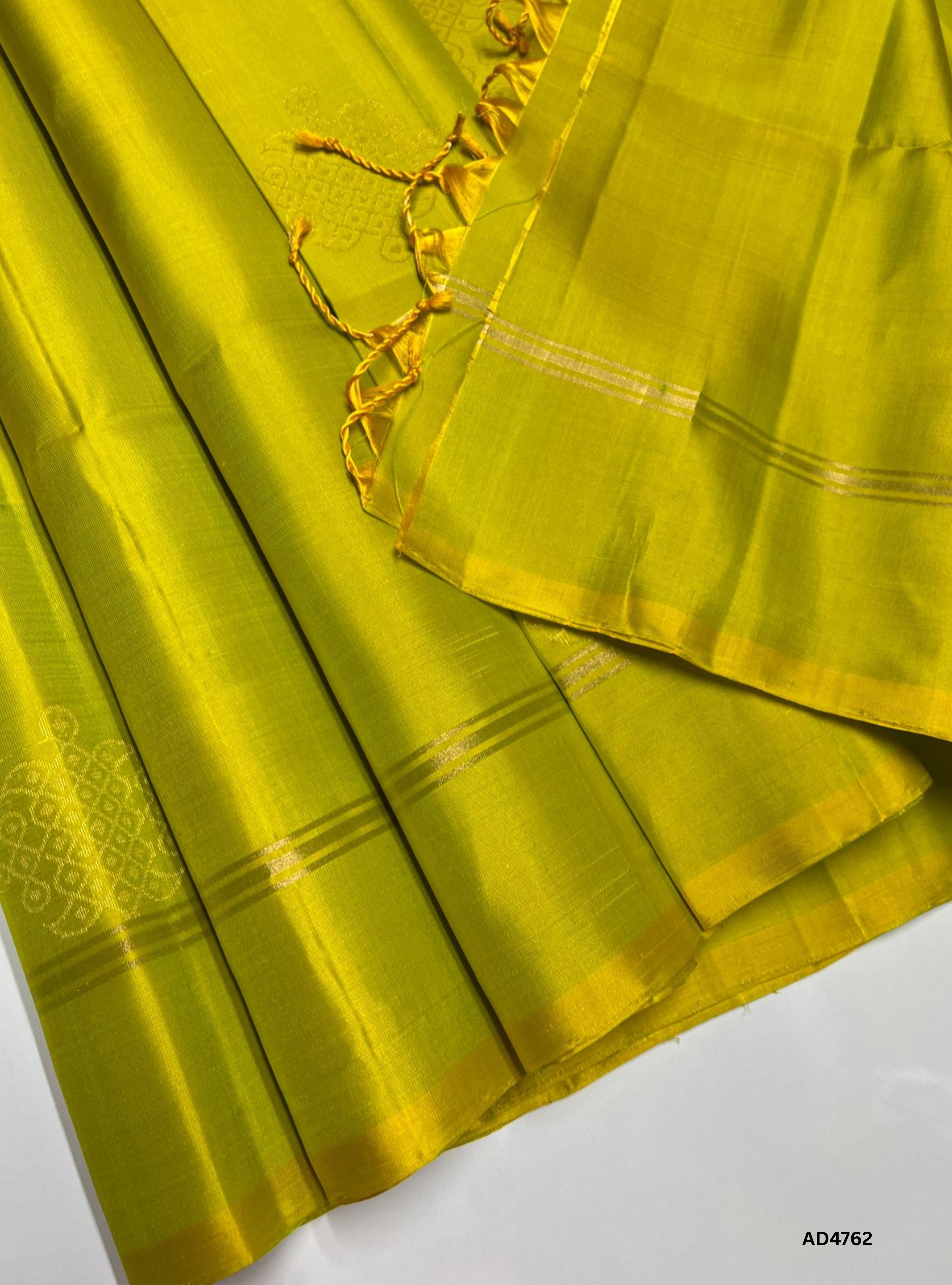 Lime Yellow - Kolam Soft Silk Saree