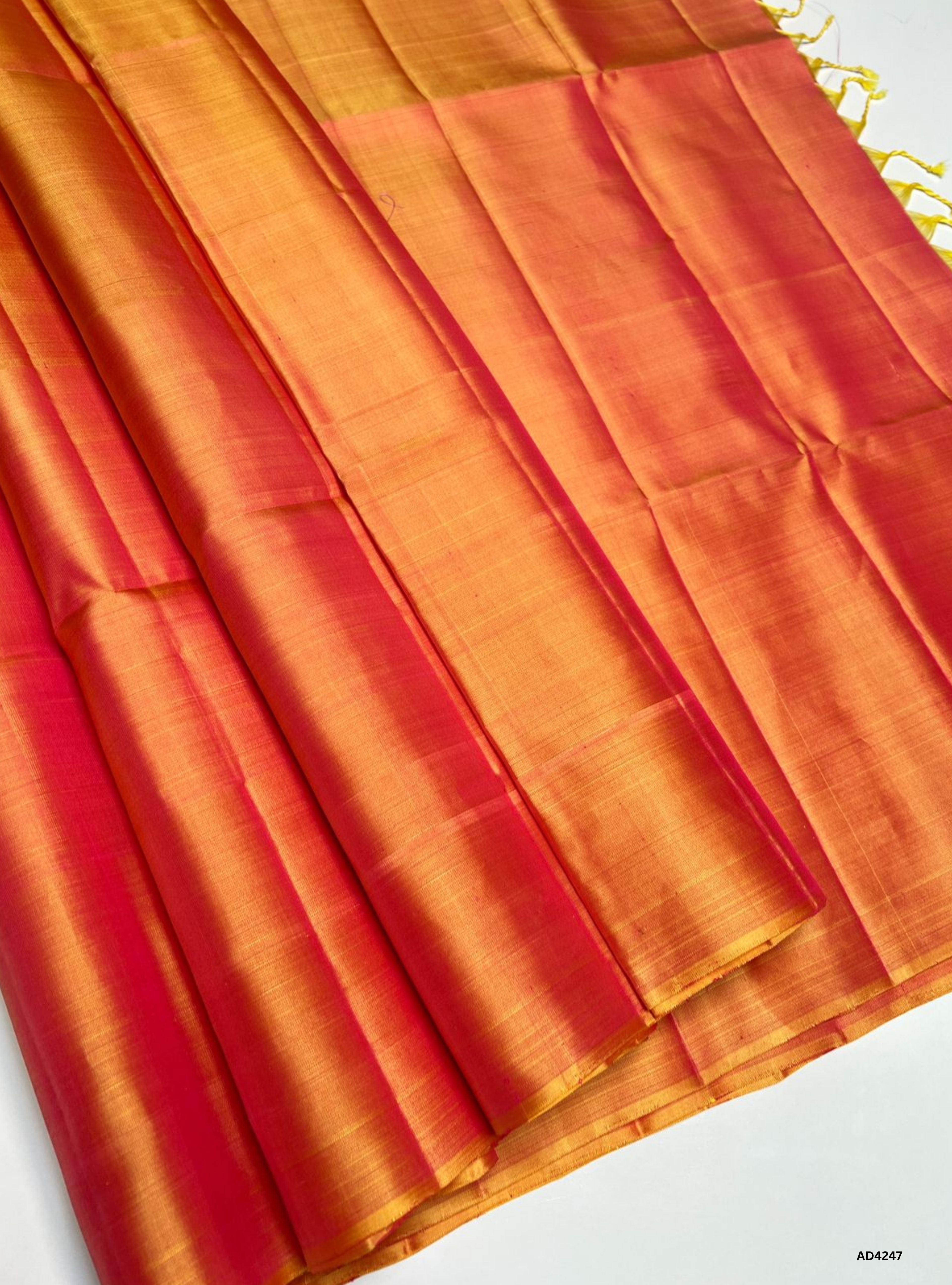 Pumpkin Orange - Plain Soft Silk Saree