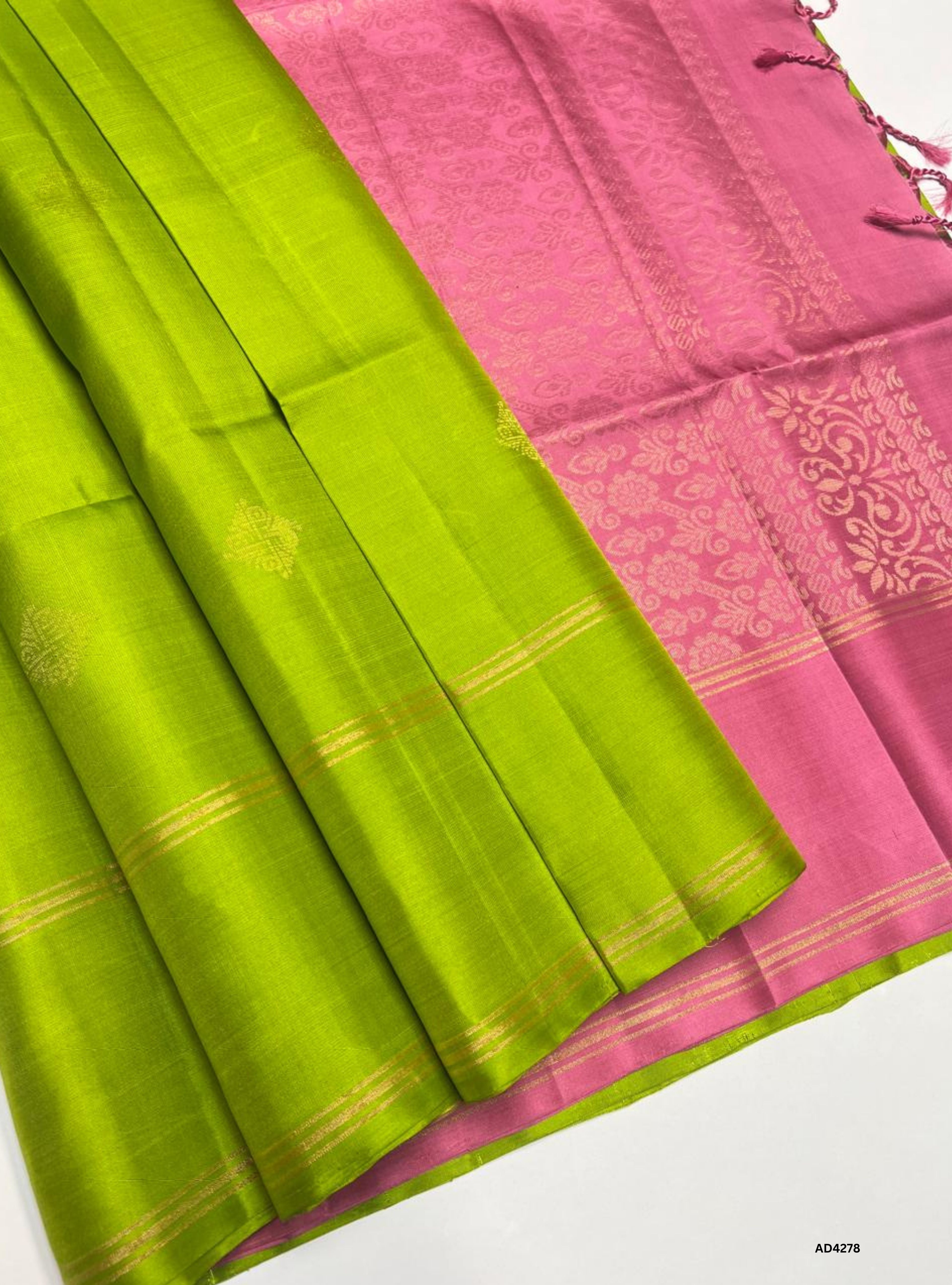 Green & Pink - Soft Silk Saree