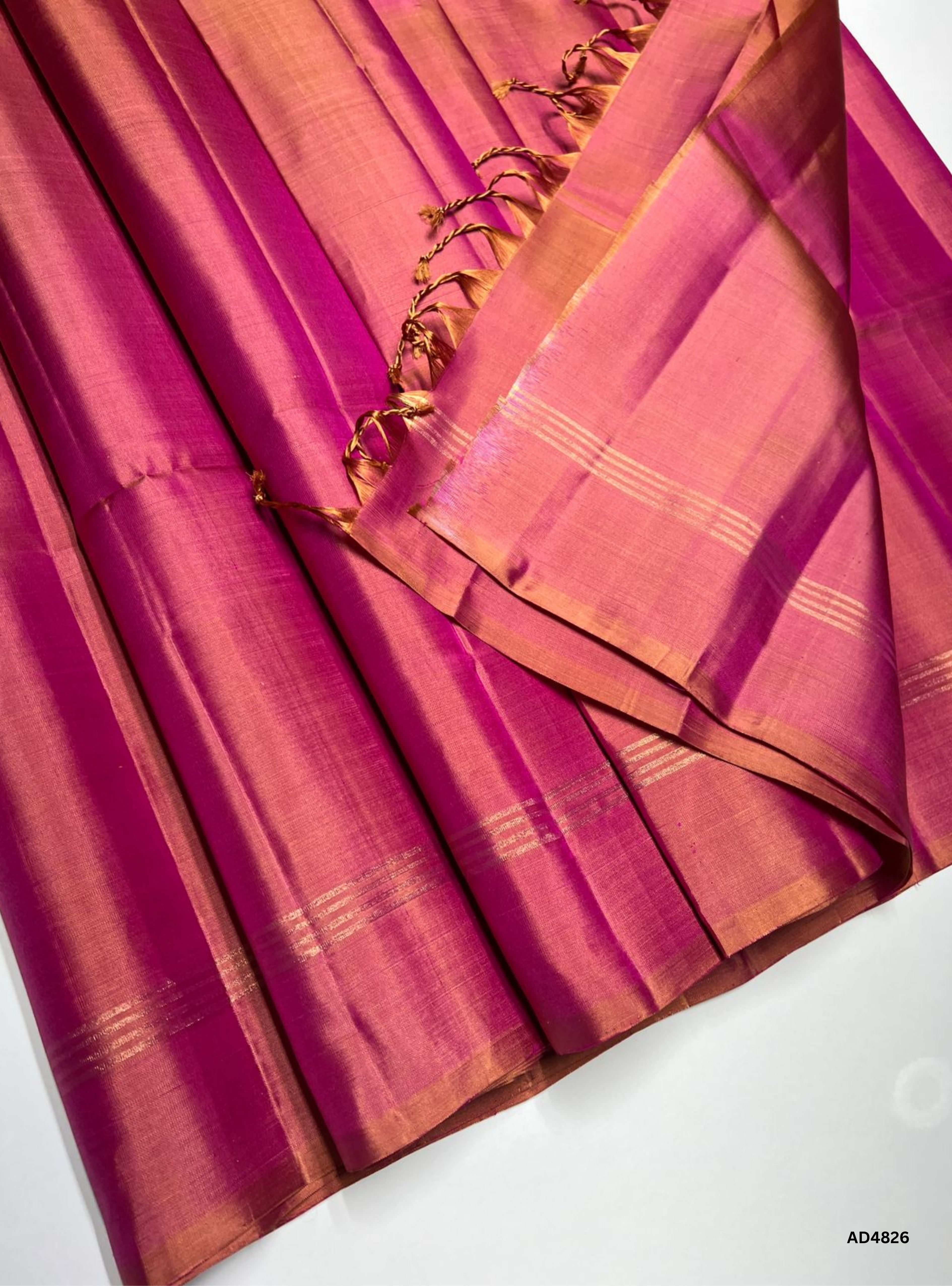 Pastel Red - Plain Soft Silk Saree