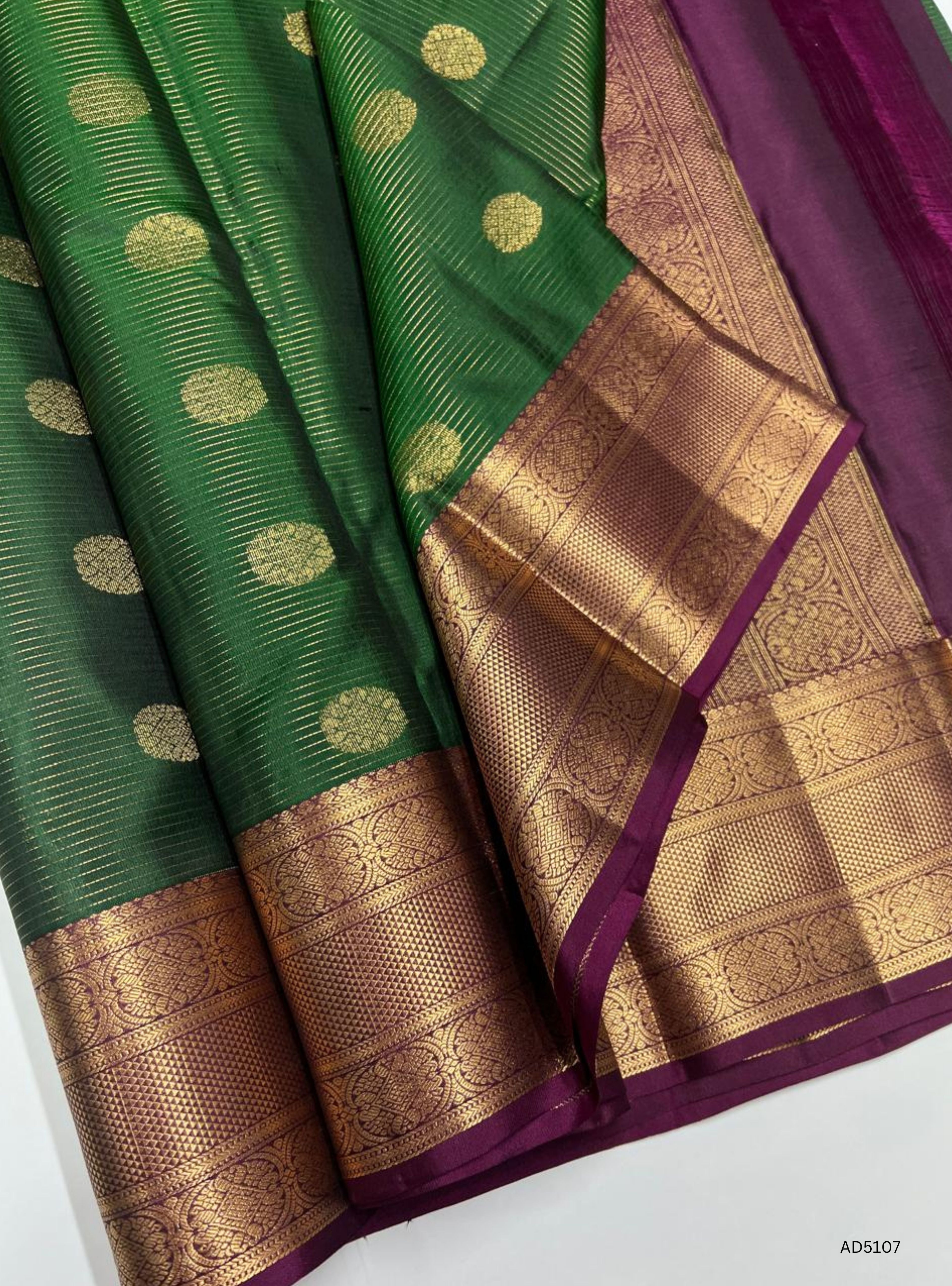 Green & Magenta Pink - Kanchi Border Soft Silk Saree