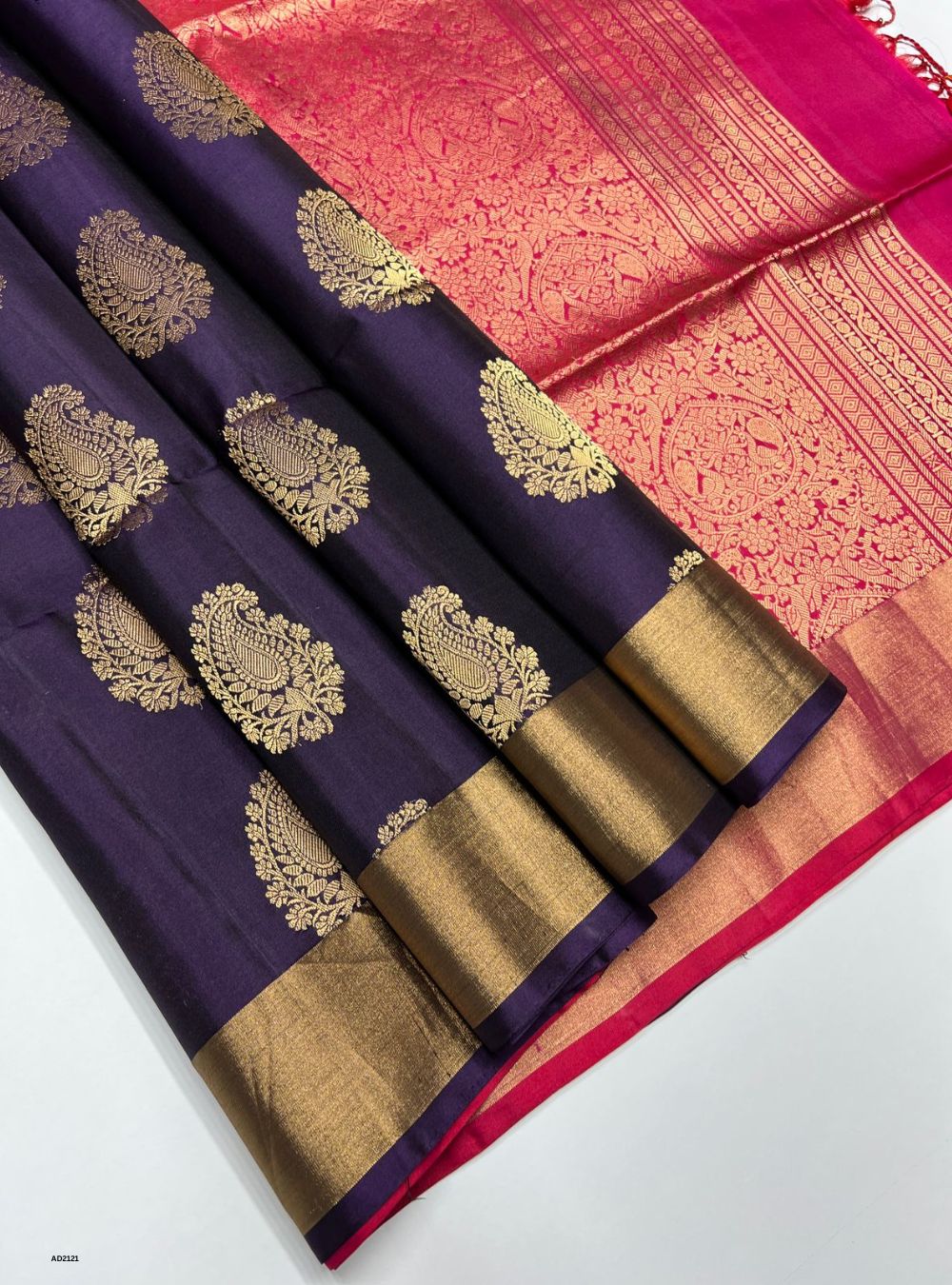 Purple & Reddish Pink - Soft Silk Saree