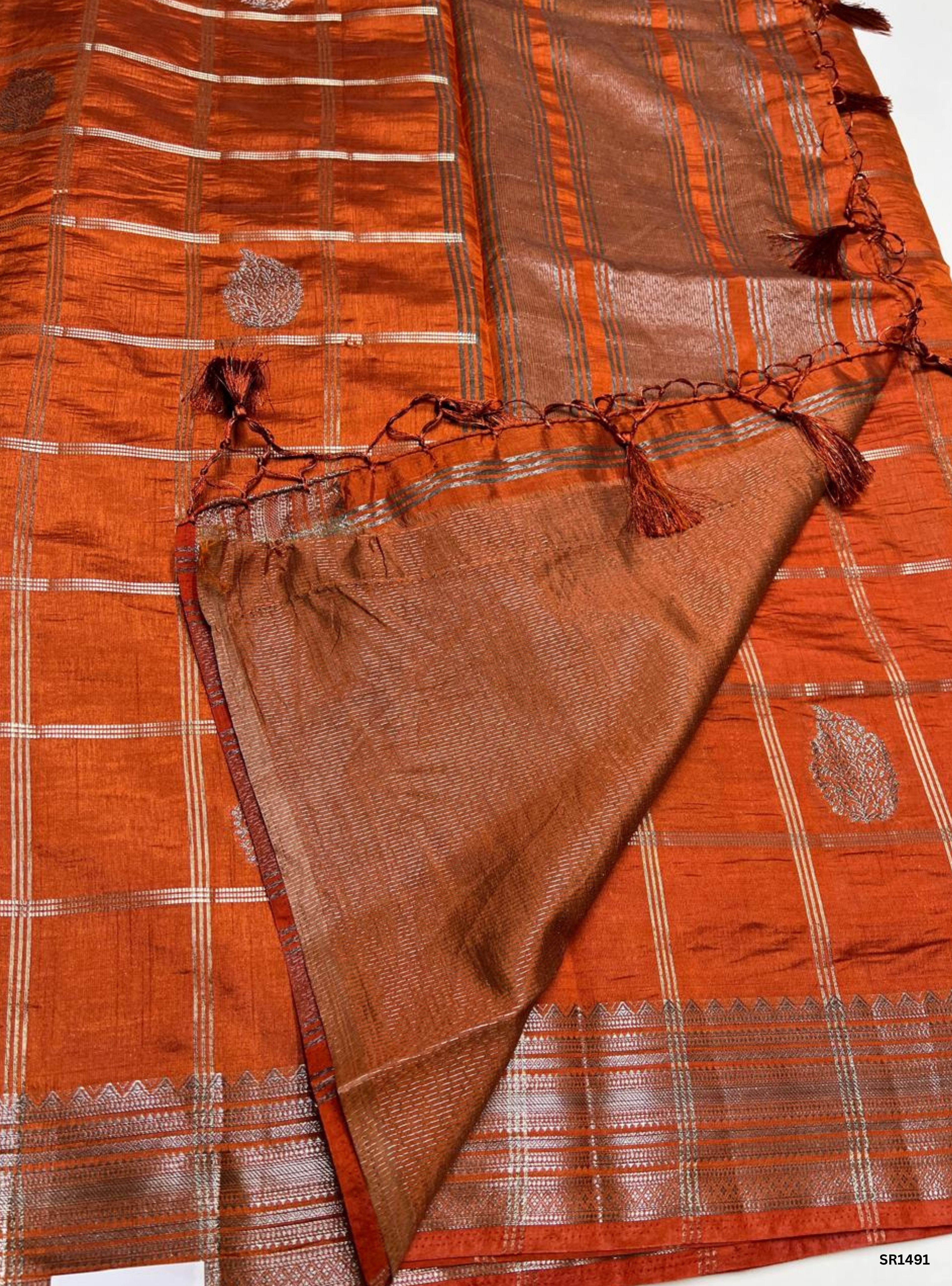 Burnt Orange - Semi Tussar Saree