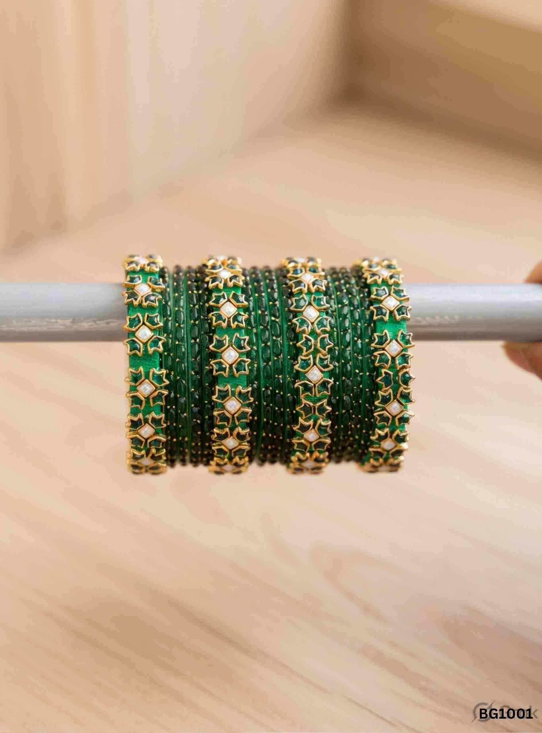 Green - Raindrop Bangle Set