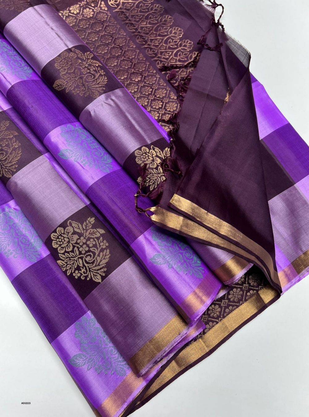 Violet & Dark Plum - Soft Silk Saree