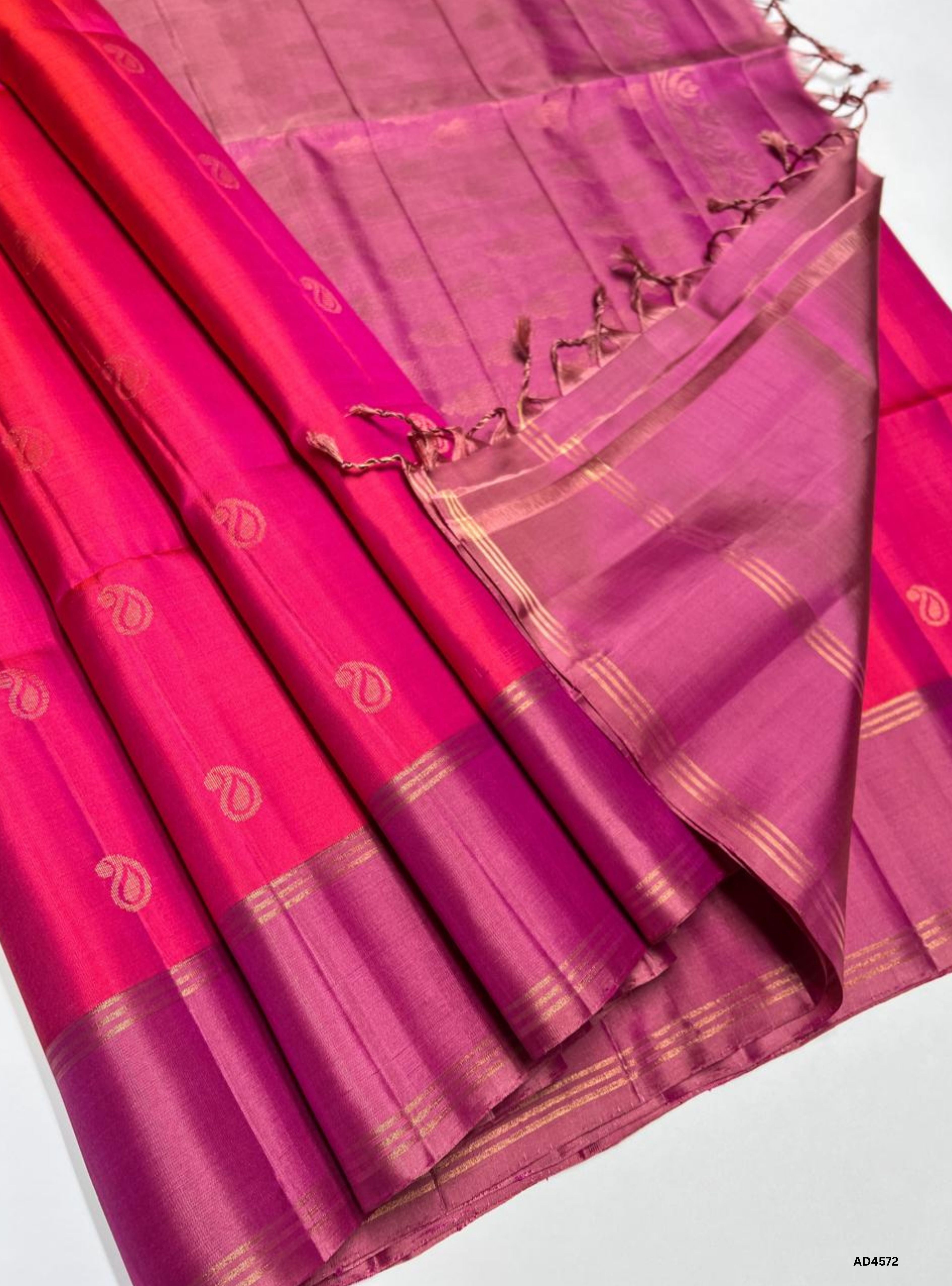 Orangish Pink & Dual Tone Pink - Soft Silk Saree