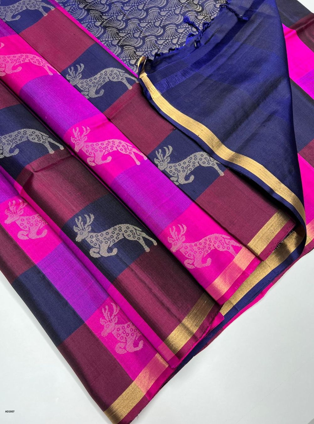 Pink, Magenta & Purple - Soft Silk Saree