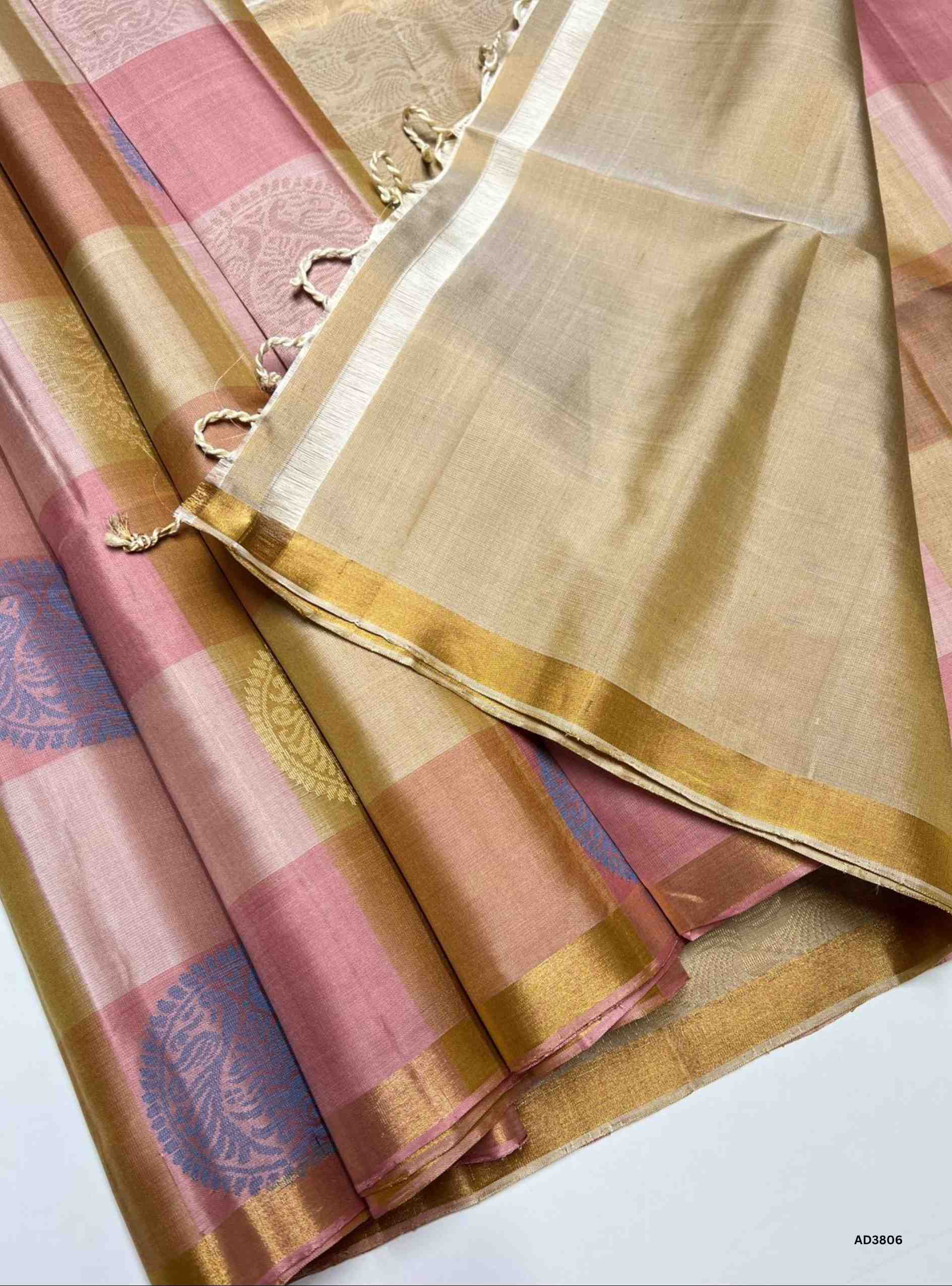 Beige & Pink - Palum Pazhamum Soft Silk Saree