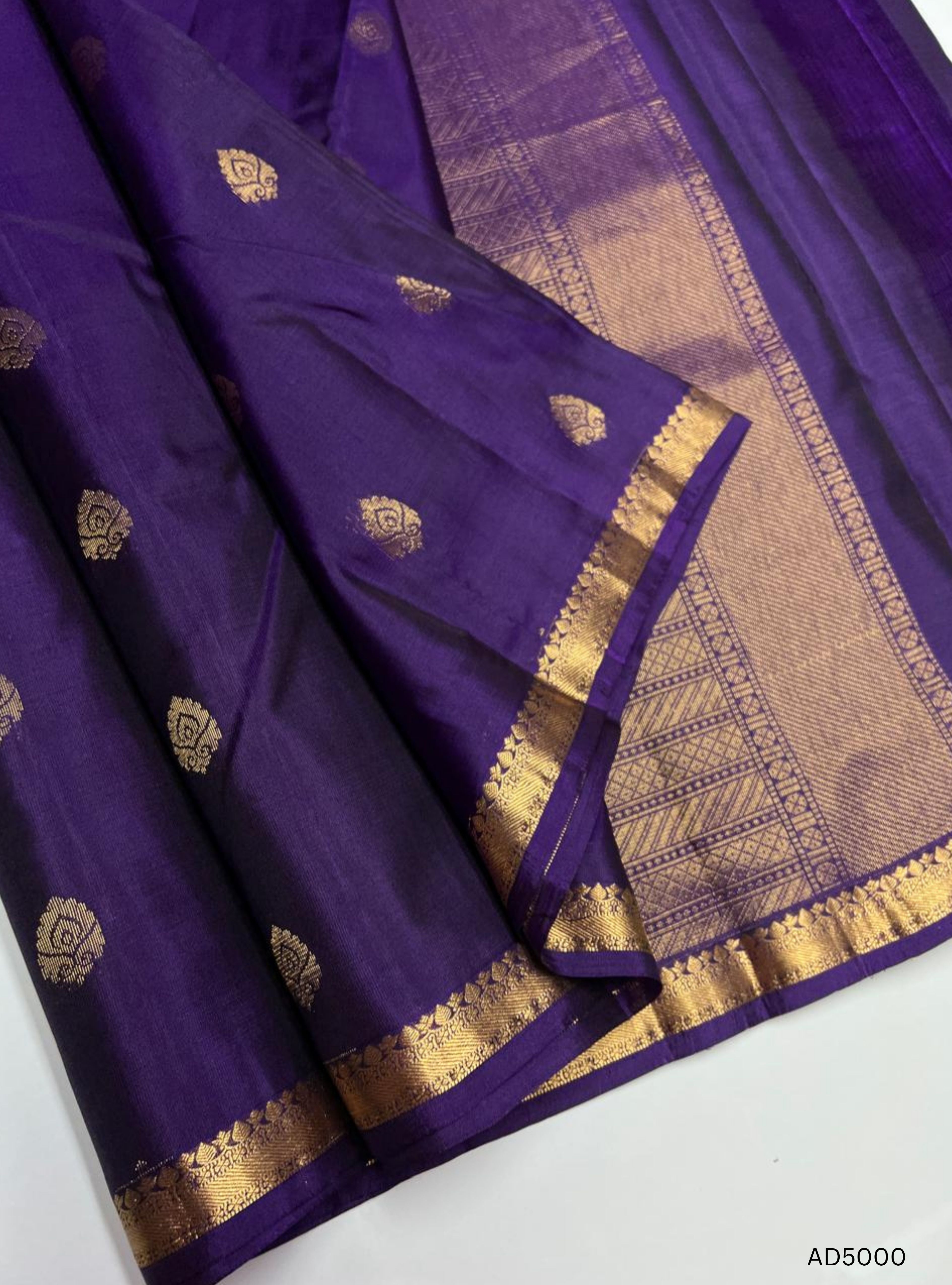 Purple - Kanchi Border Soft Silk Saree