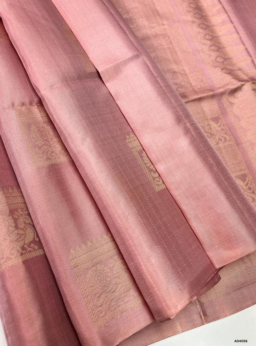Cream Pink - Soft Silk Saree