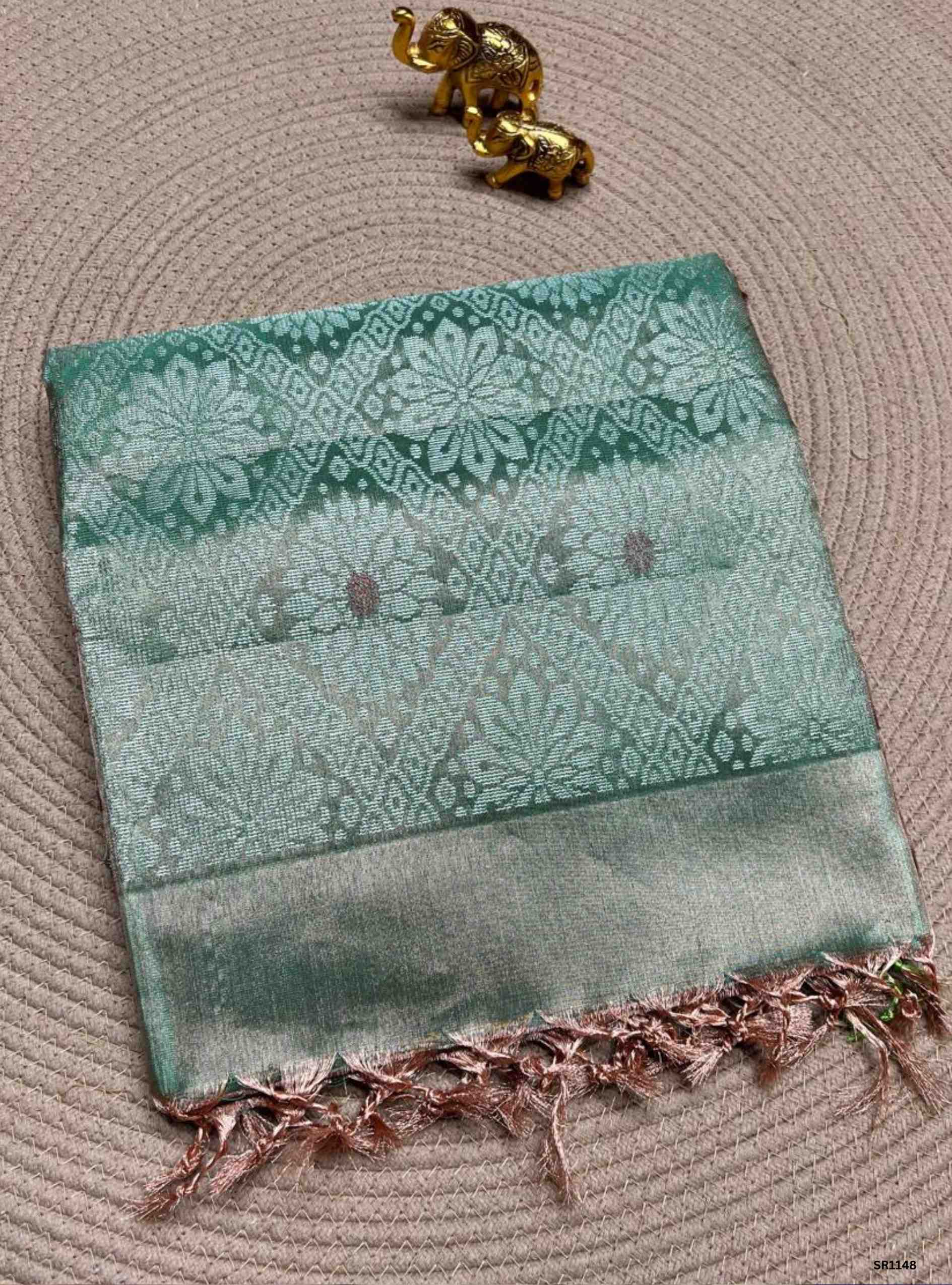 Chocolate & Patel Green- Tissue Uppada Saree