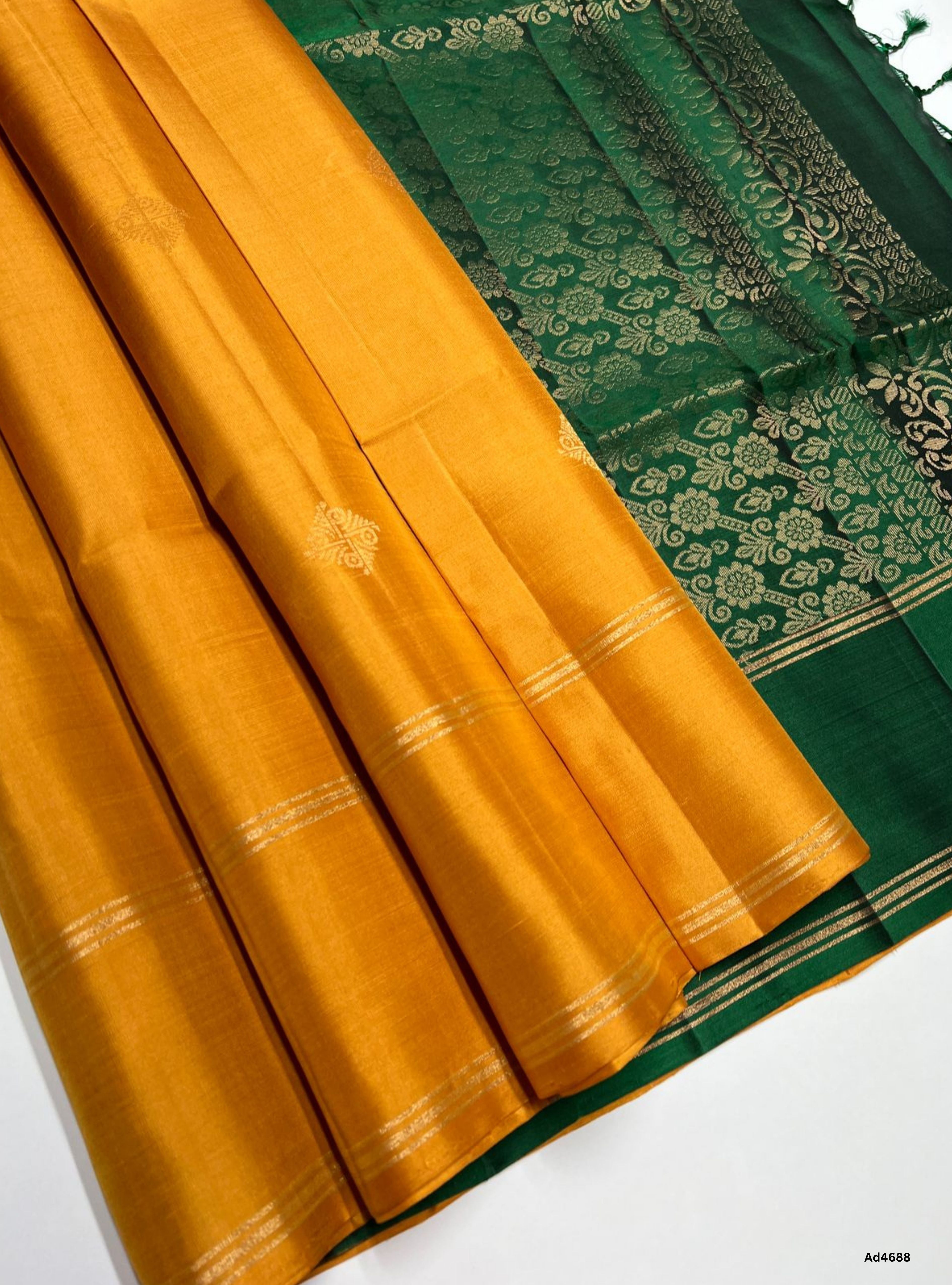 Mustard & Green - Soft Silk Saree