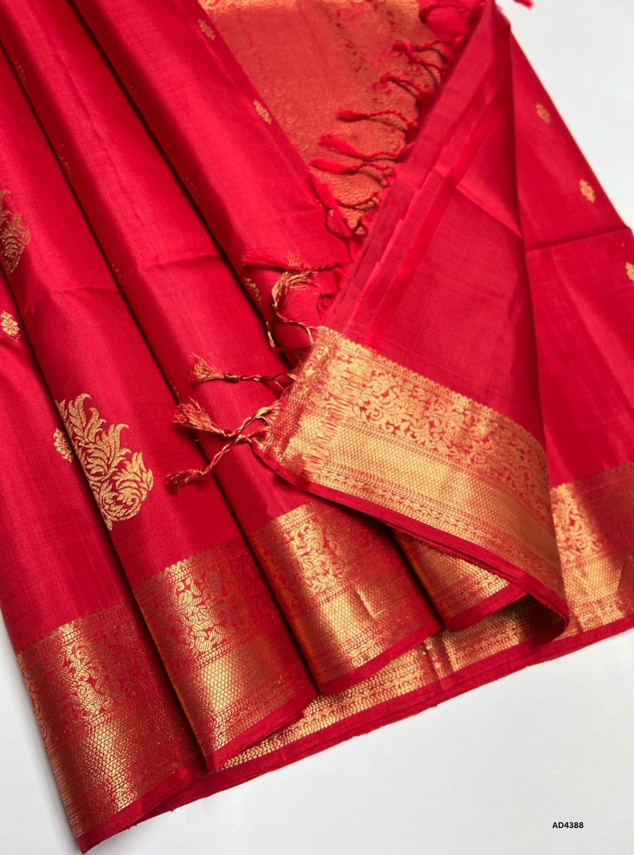 Red - Kanchi Border Soft Silk Saree