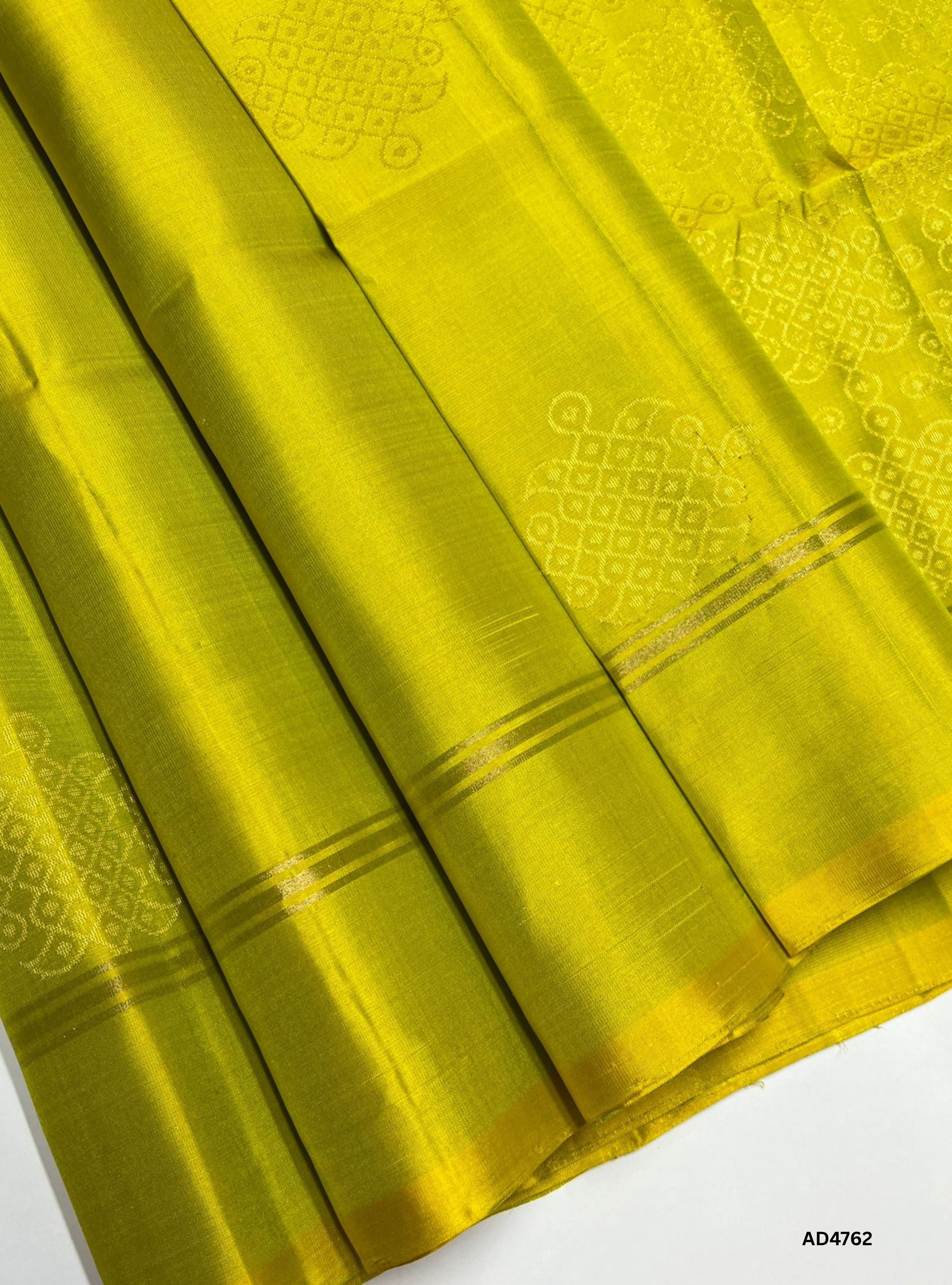 Lime Yellow - Kolam Soft Silk Saree