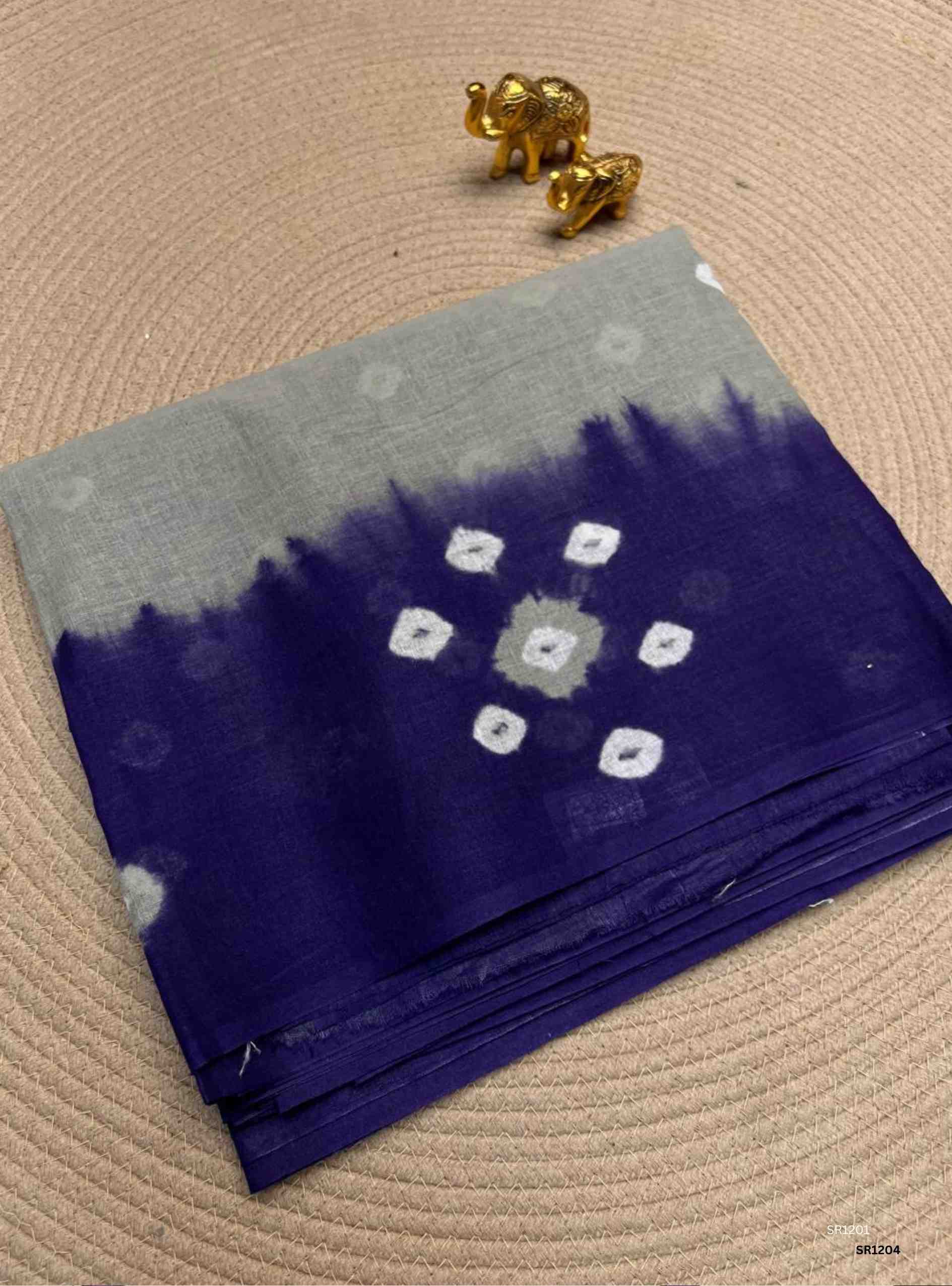 Grey & Violet - Bandhini Cotton Saree