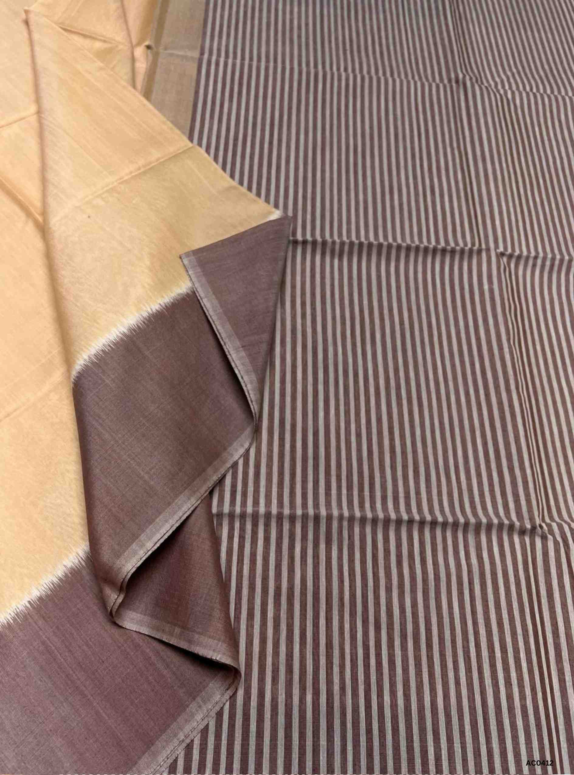 Sandalwood & Lilac - Kora Cotton Saree