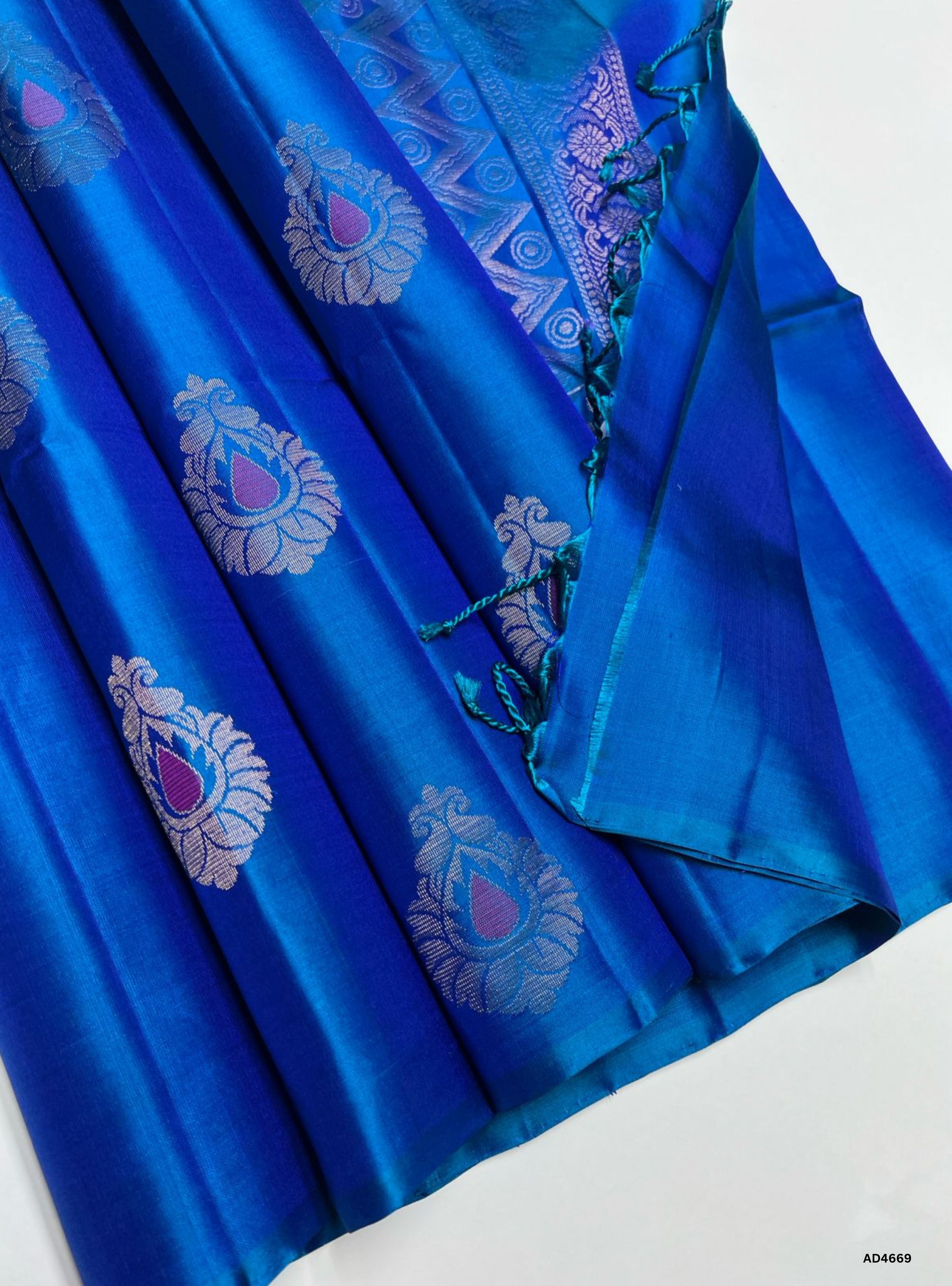 Peacock Blue - Soft Silk Saree
