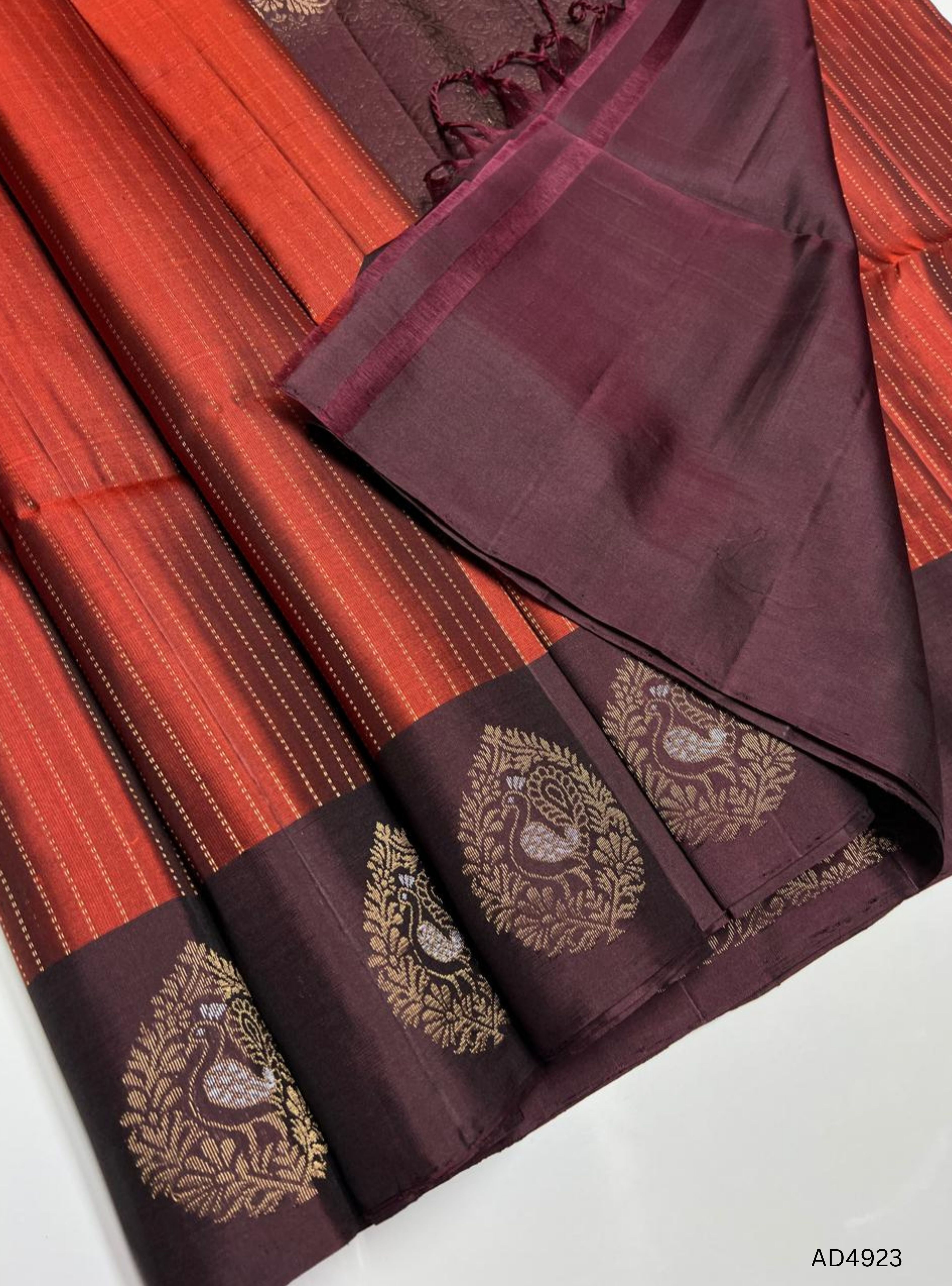 Rust & Burgundy - Vairaoosi Fancy Border Soft Silk Saree