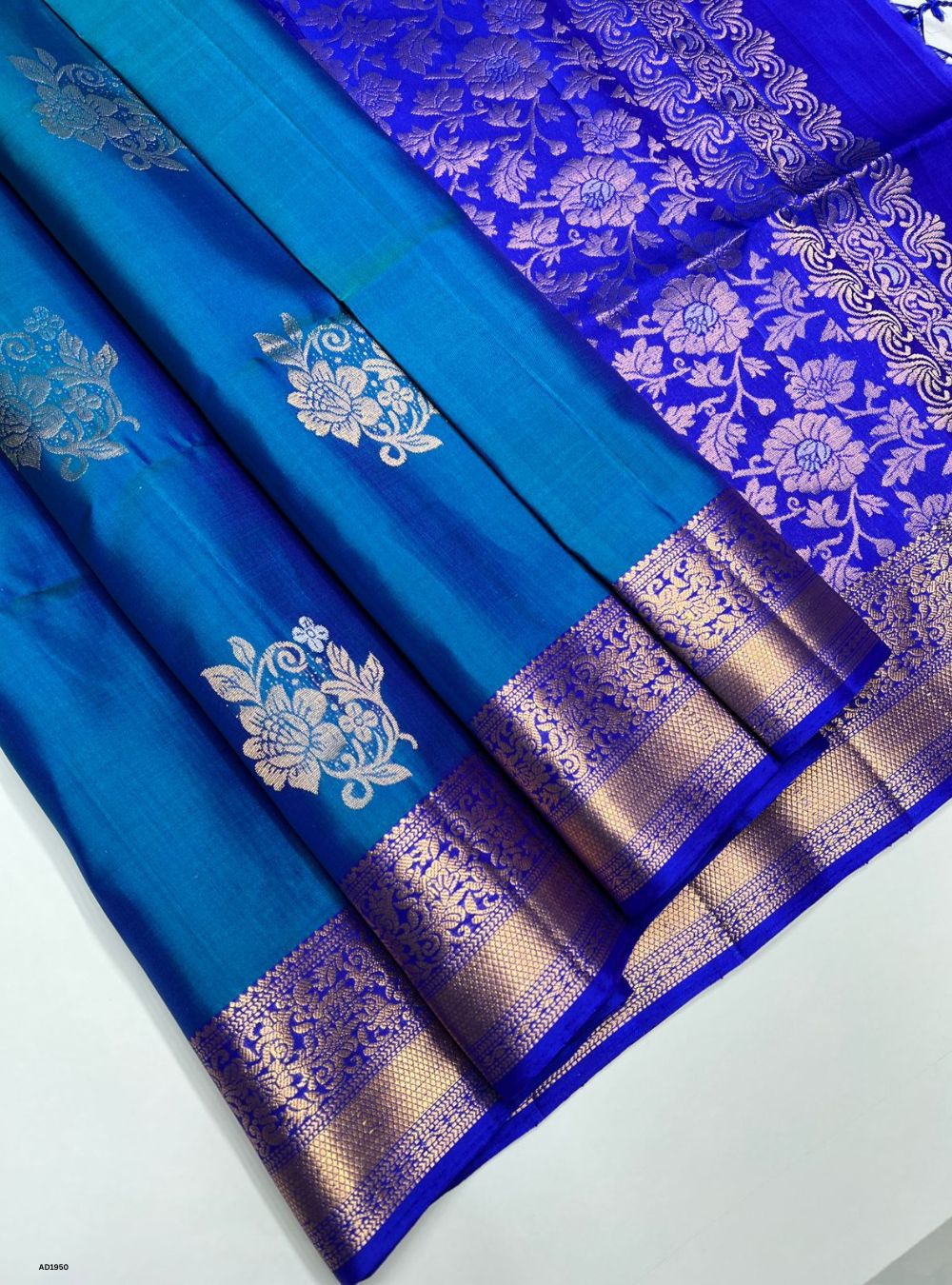 Peacock Blue & Royal Blue  - Soft Silk Saree