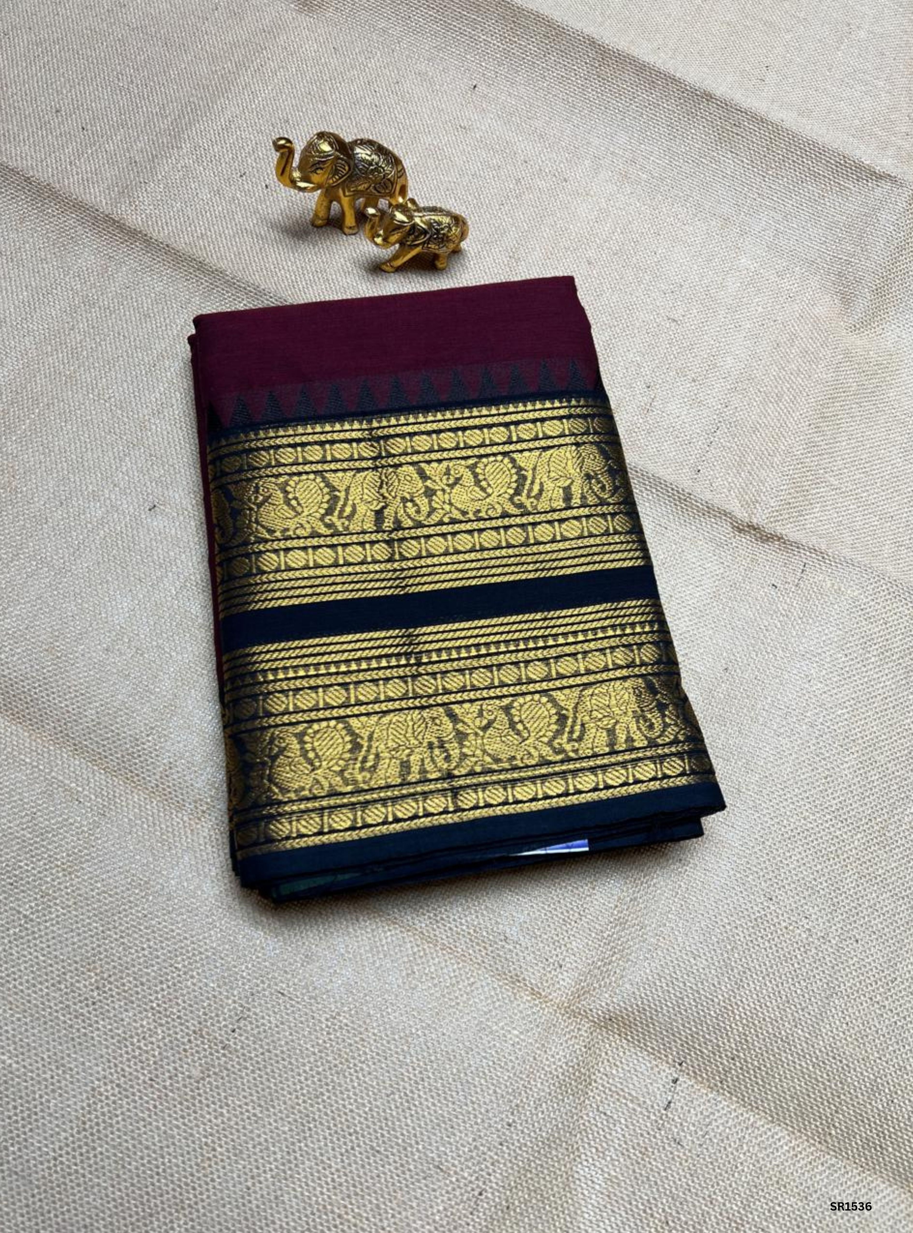 Maroon & Black - Kanchi Cotton Saree