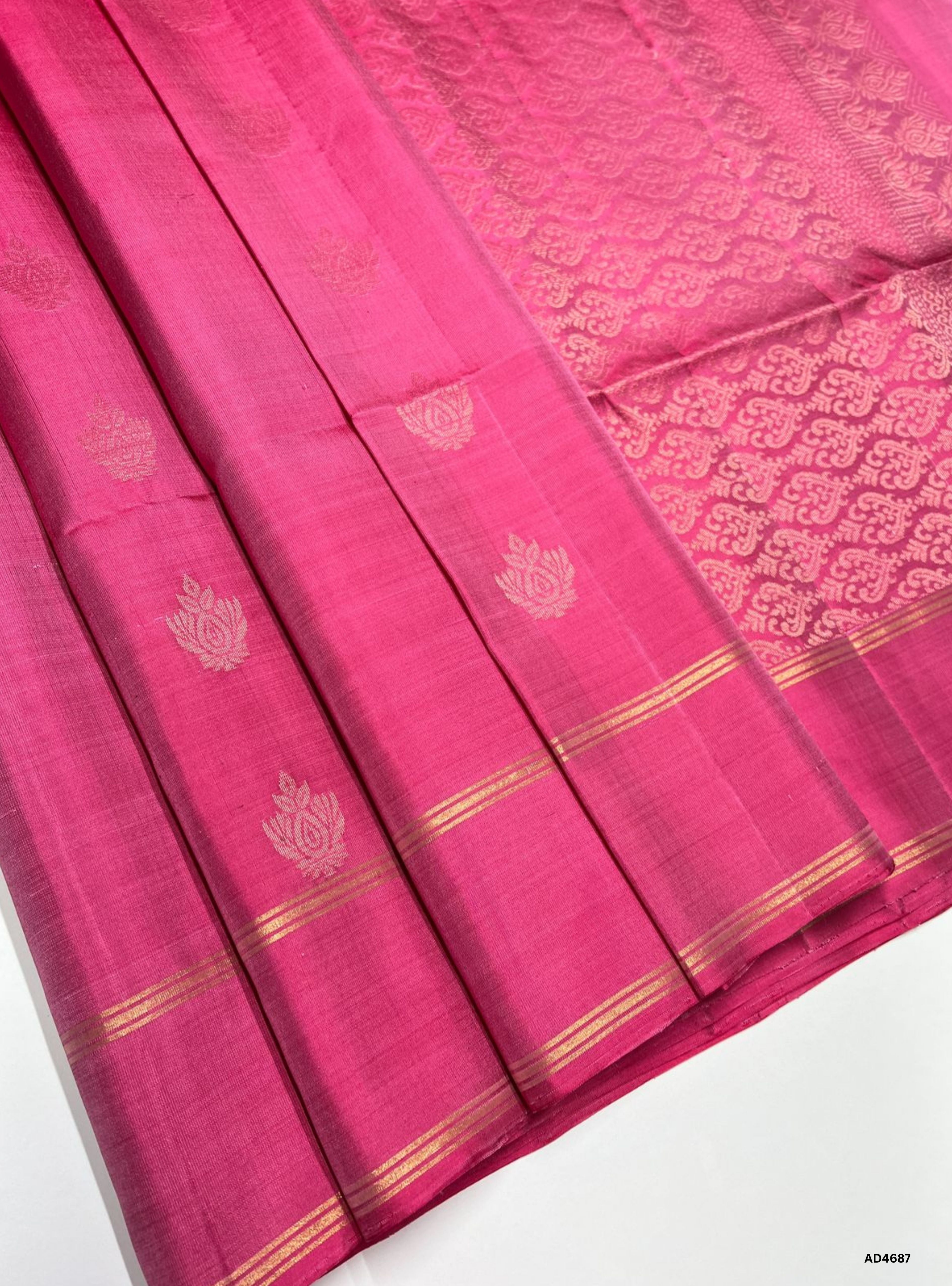 Bubble Gum Pink - Soft Silk Saree
