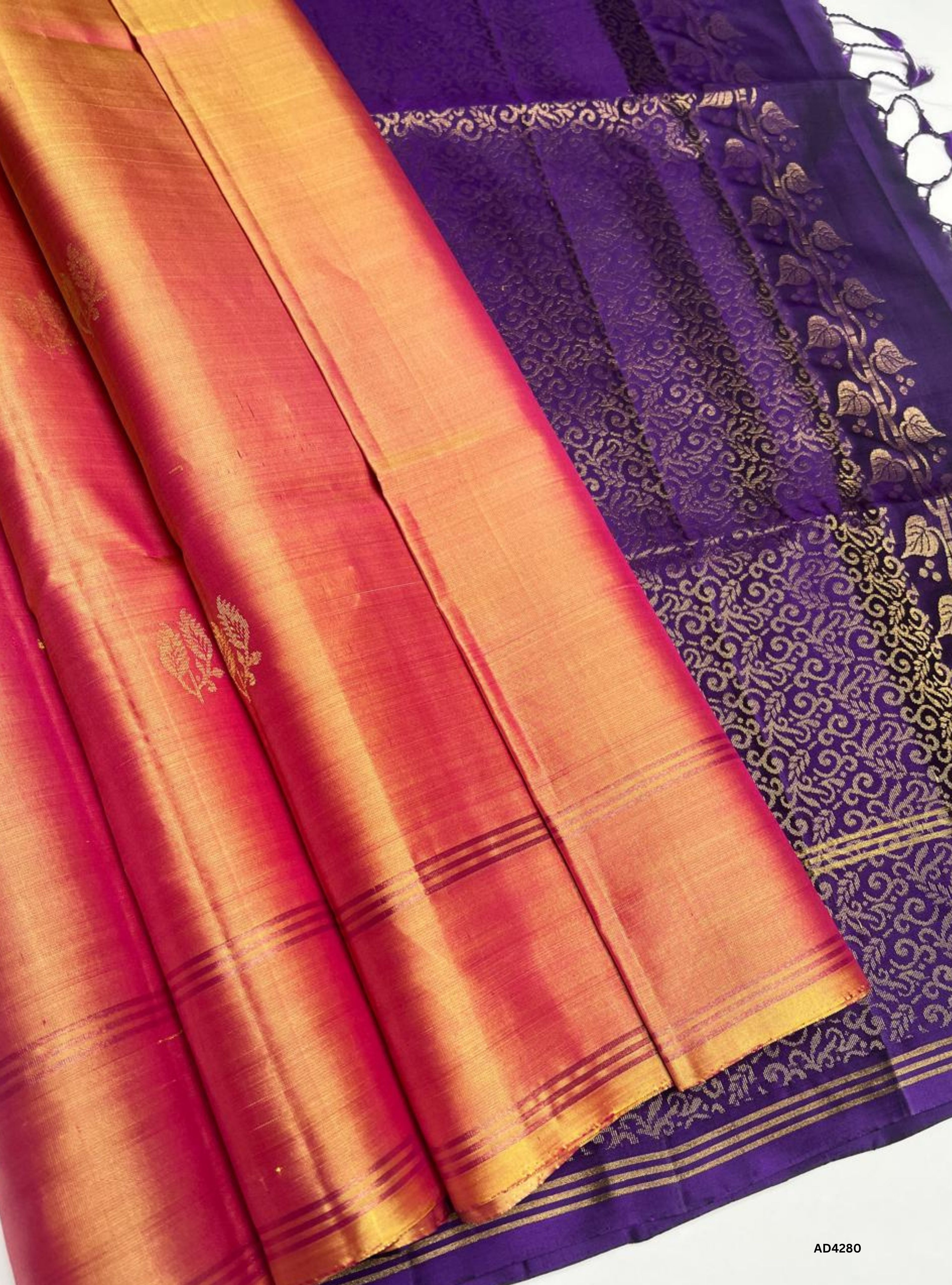 Dual Tone Gold & Purple - Soft Silk Saree