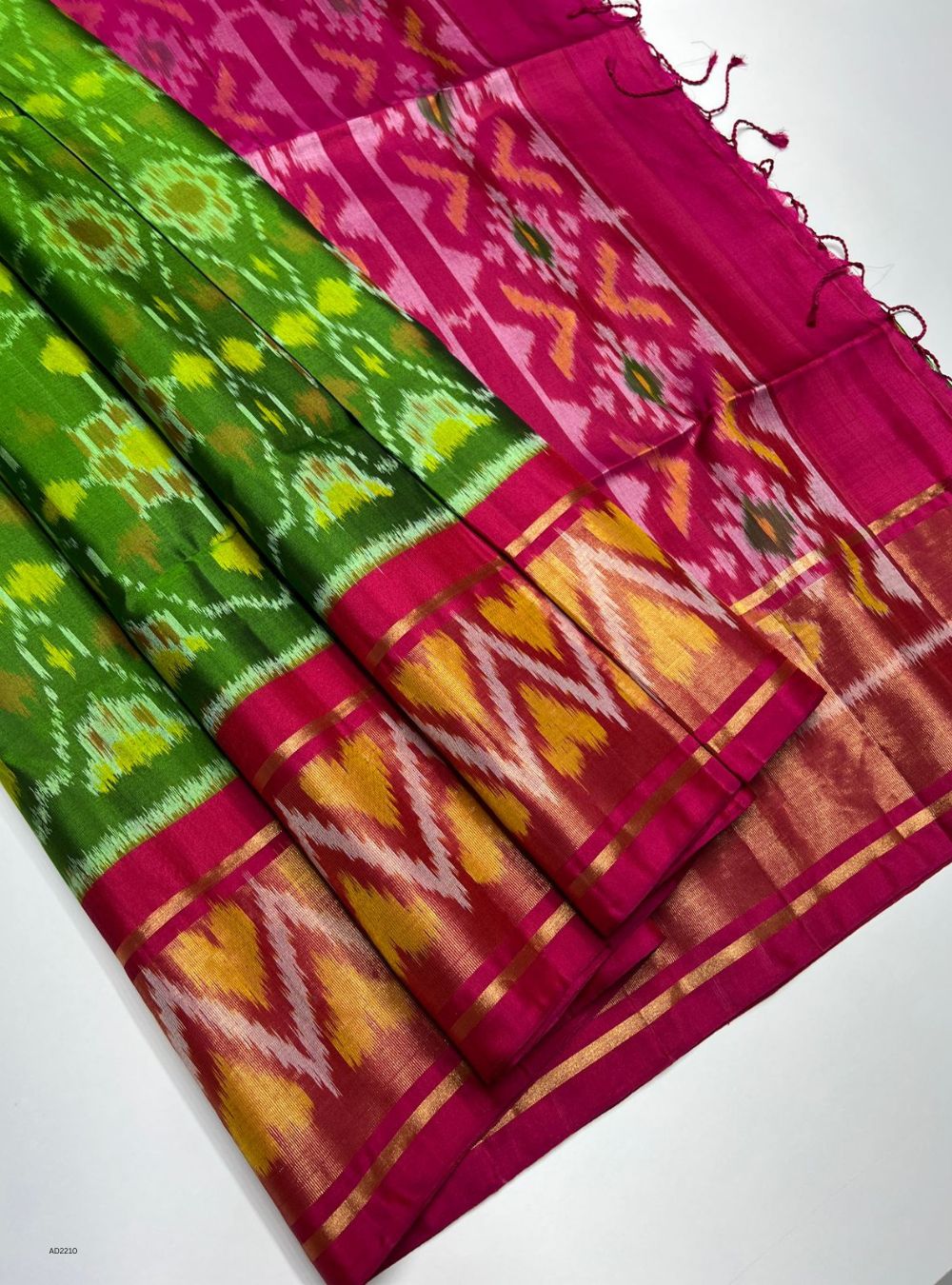 Green & Pink - Soft Silk Saree