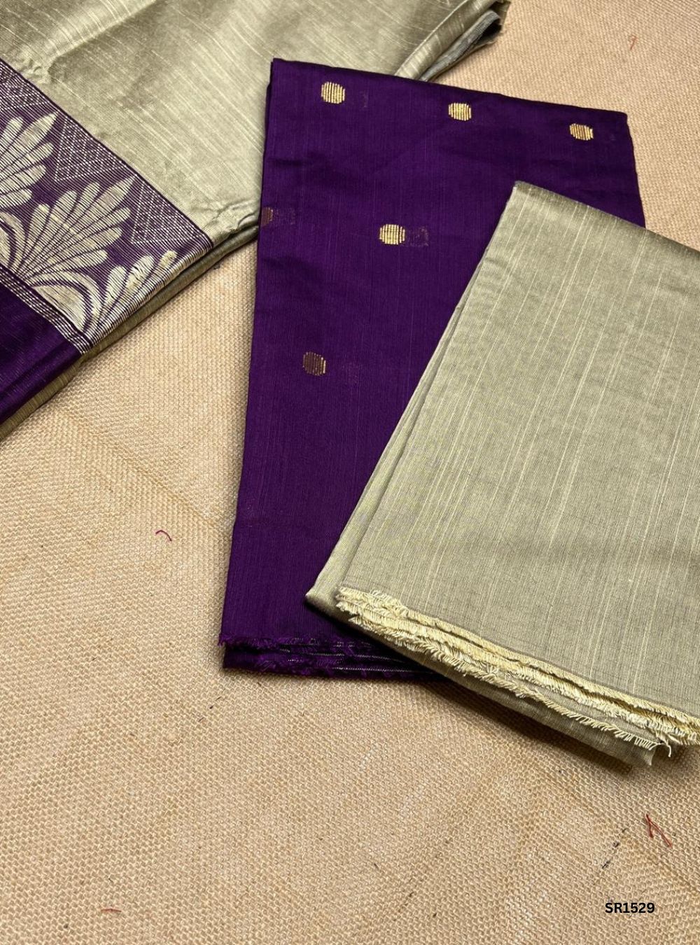 Purple - Raw Silk Unstiched Suit 3 Pc Set