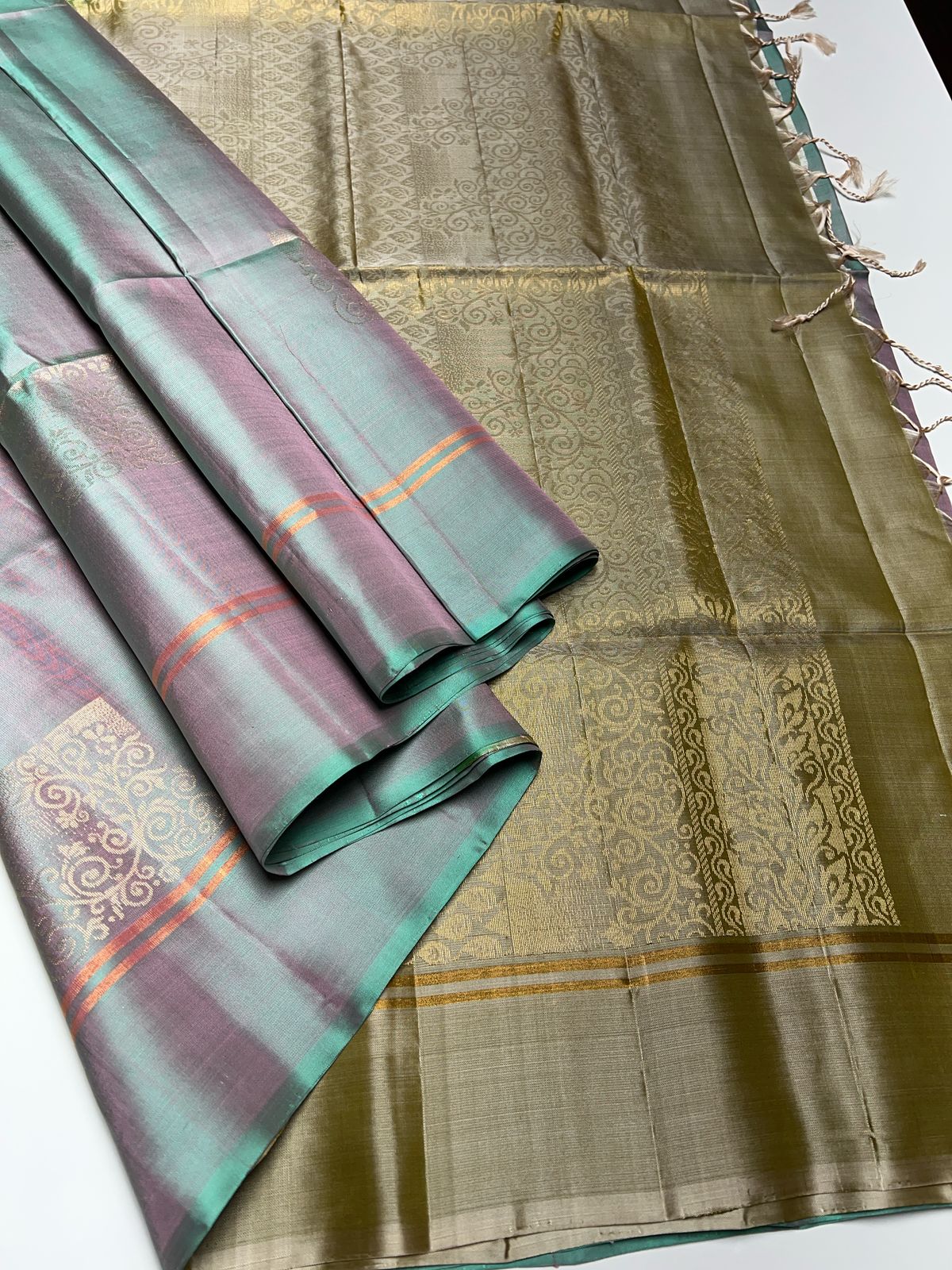 Muted Mauve & Beige - Soft Silk Saree