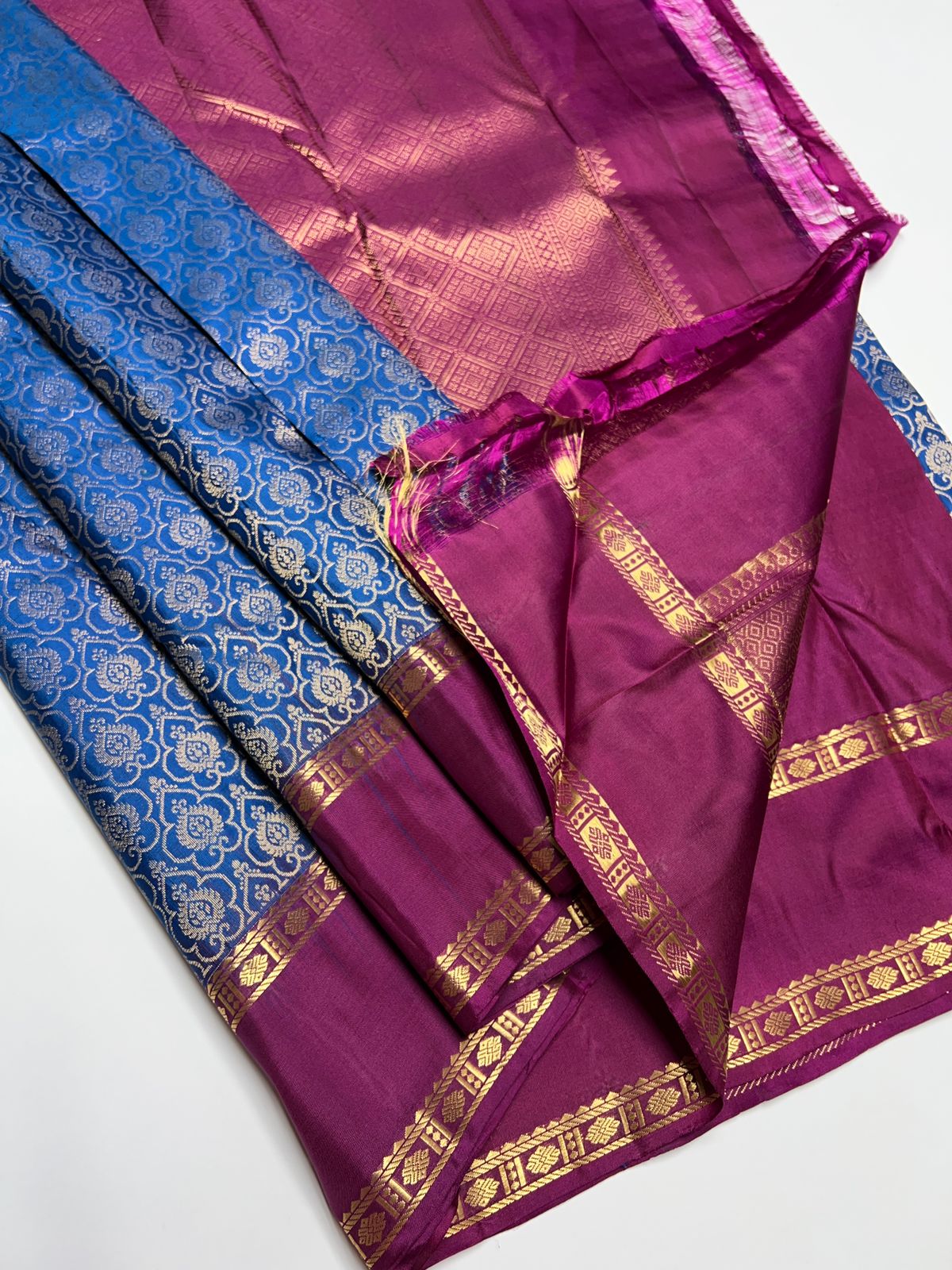 Blue & Purple - Soft Silk Saree