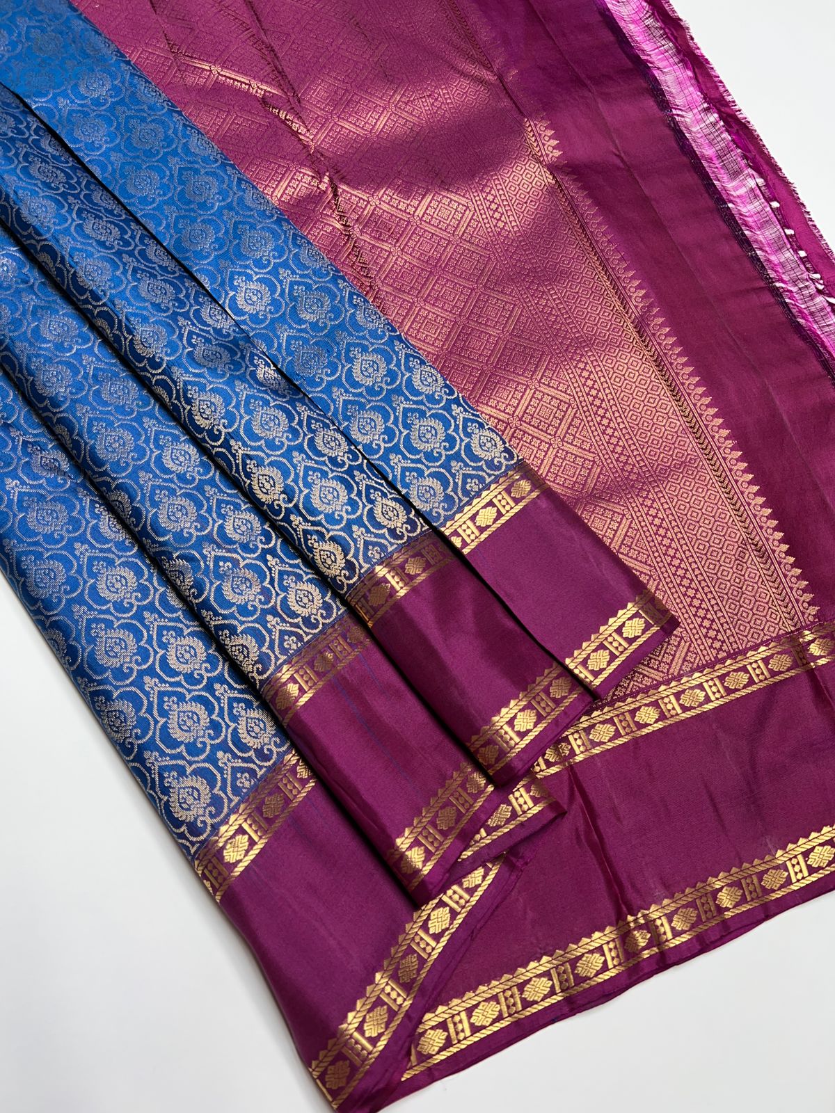 Blue & Purple - Soft Silk Saree