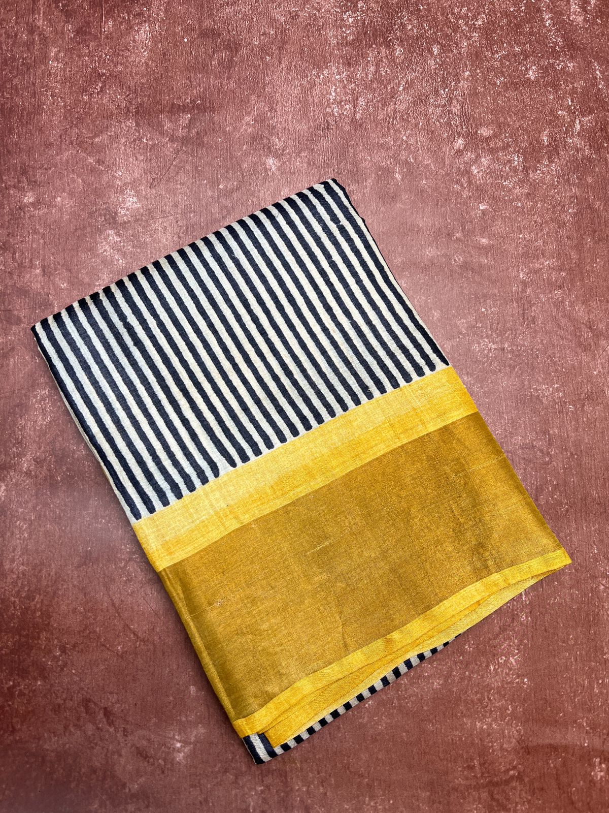 Black & Yellow - Pure Tussar Saree
