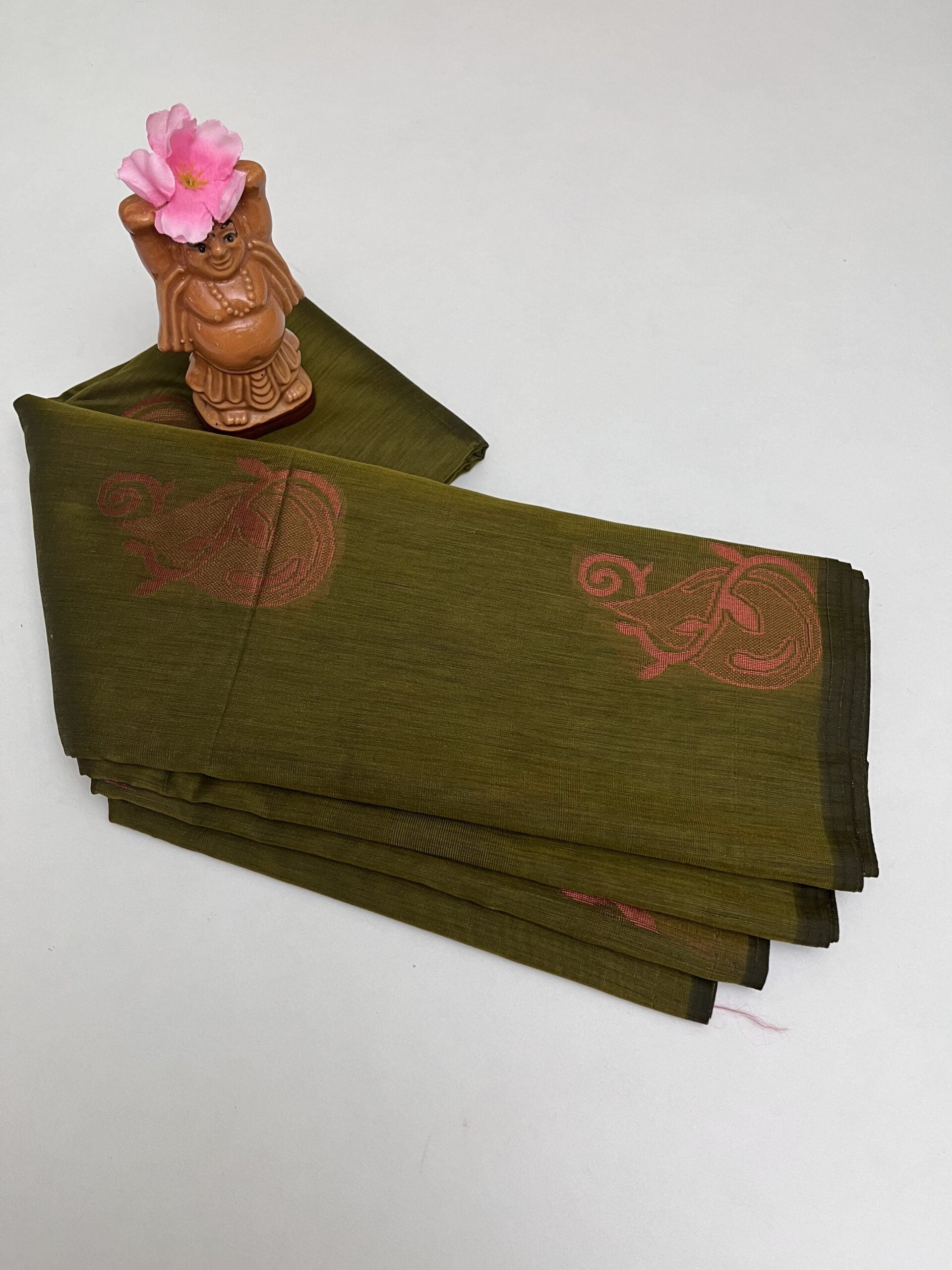 Soft Cotton Bhutta saree in Green color