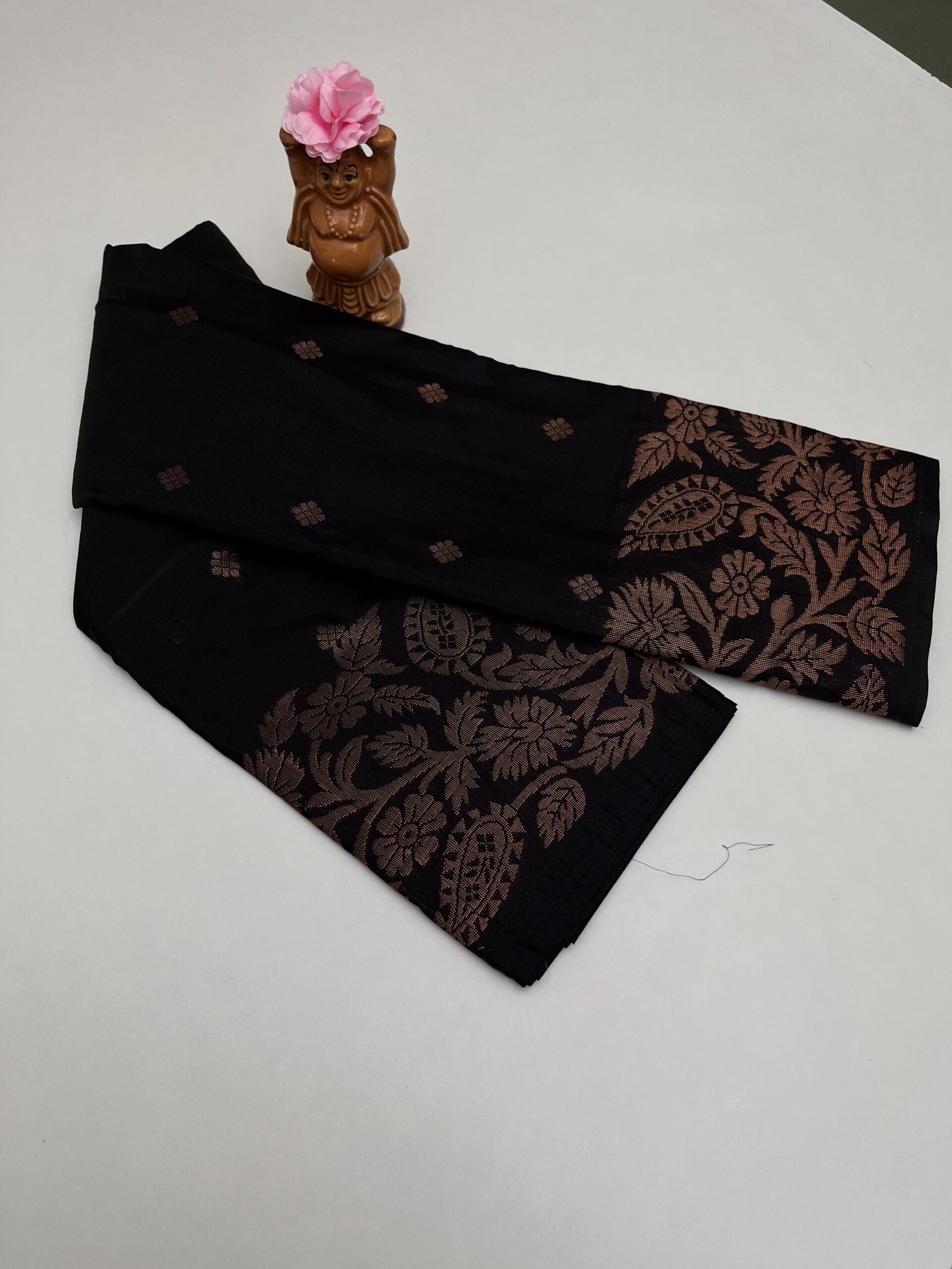 Soft Cotton Double side Turning boder saree in Black color