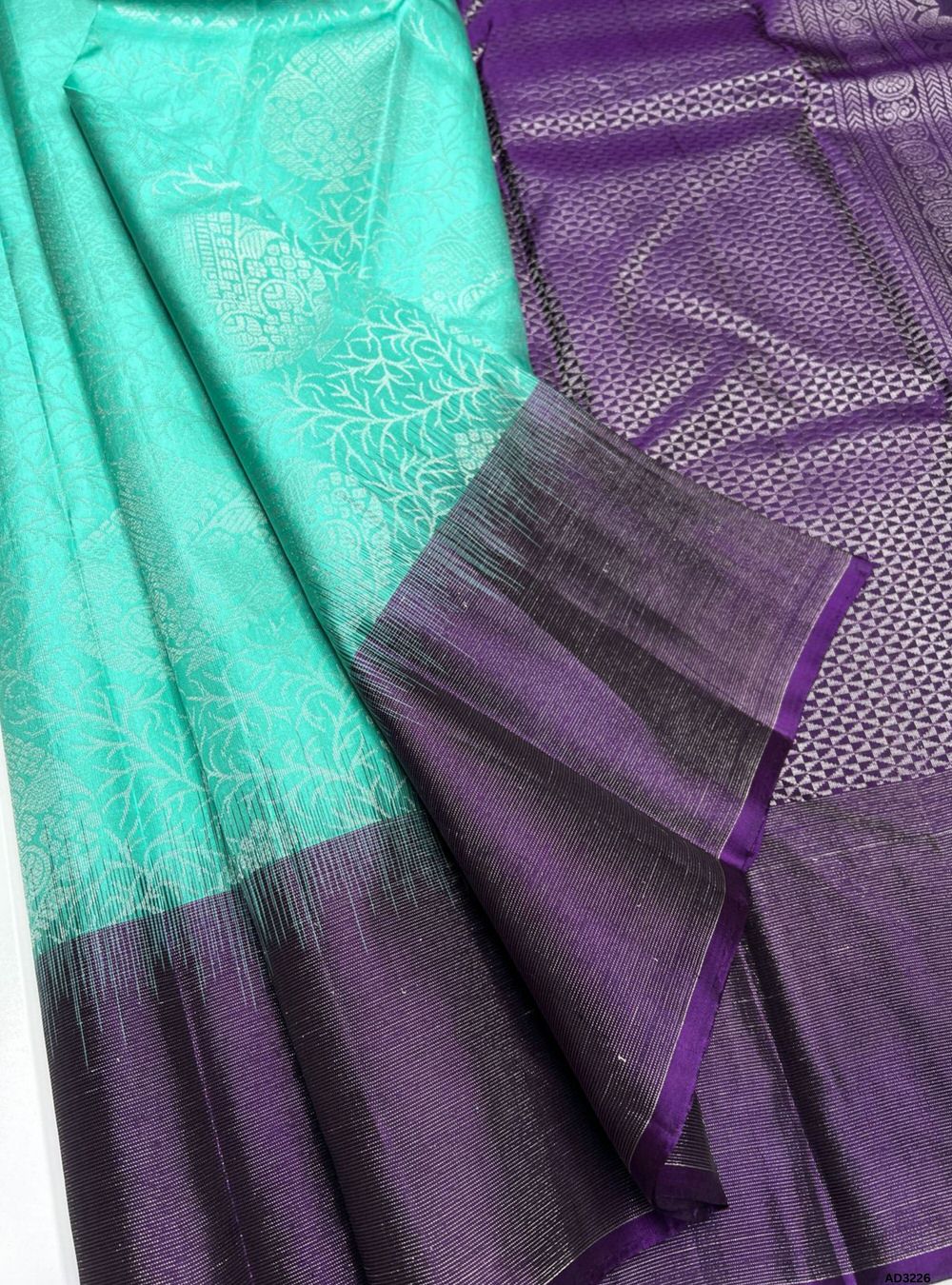 "Handwoven Rexona body with Plum pallu Full Brocade Soft Silk Saree featuring striped gold zari border"