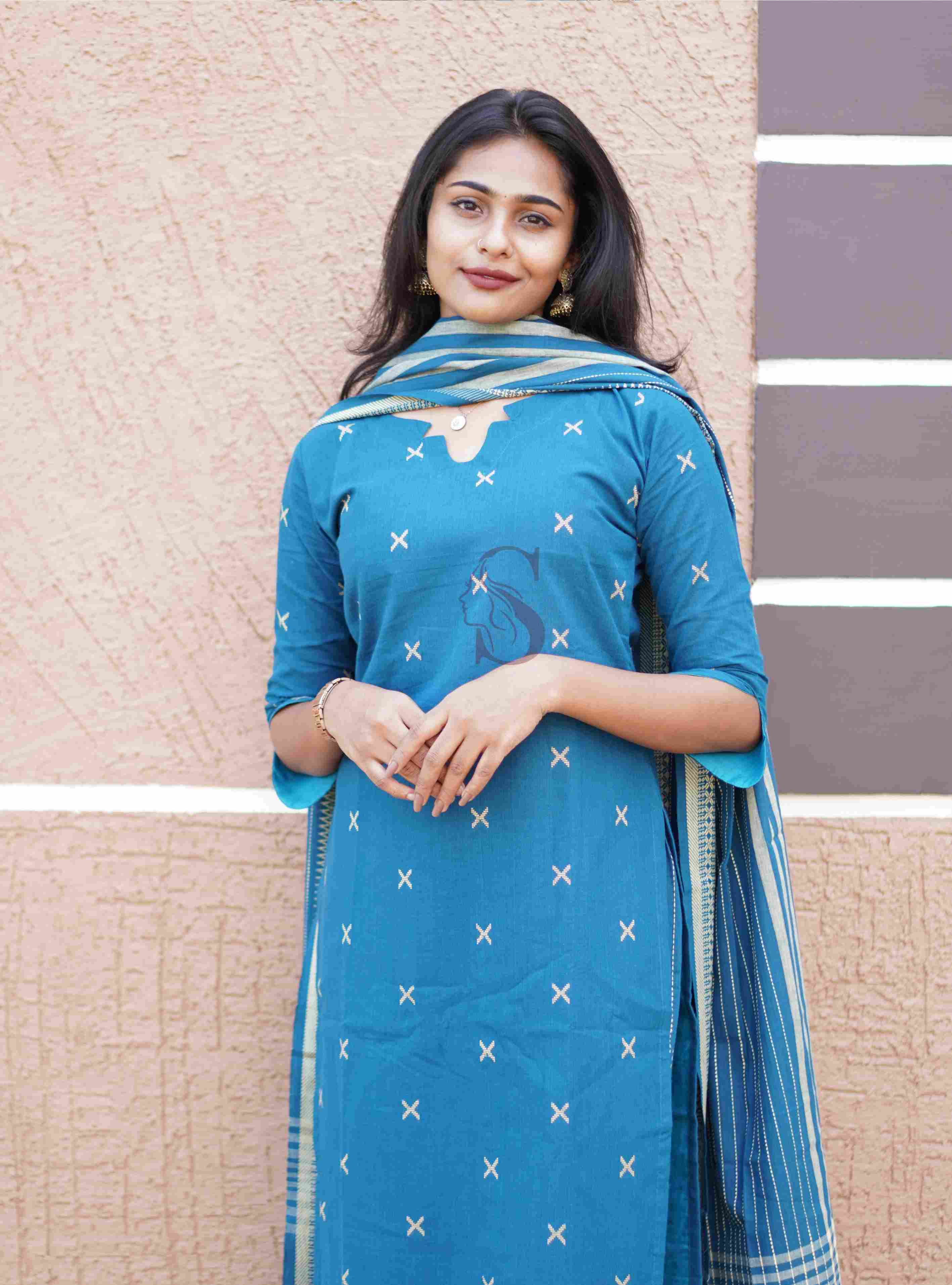 Woven Grace - Salwar Set with Striped Dupatta