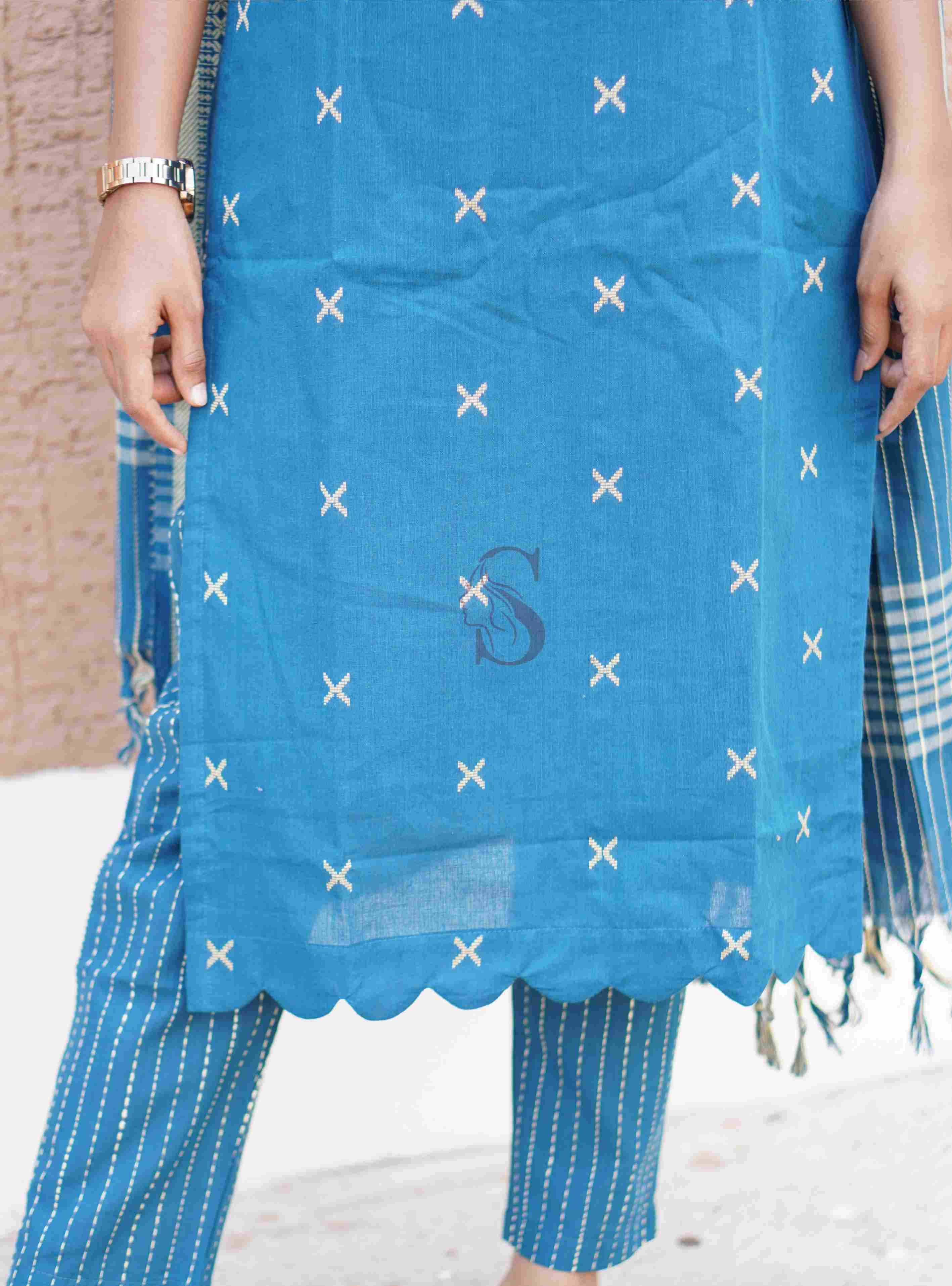 Woven Grace - Salwar Set with Striped Dupatta