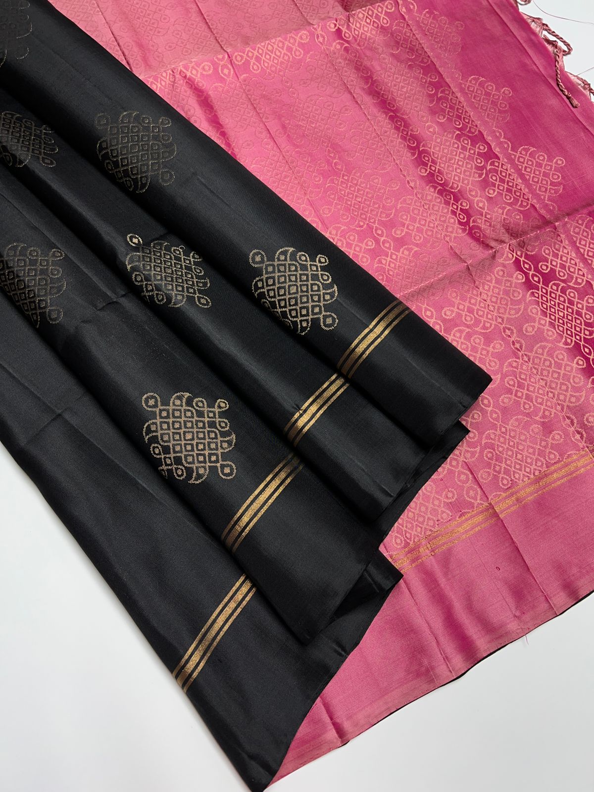 Black & Pink - Soft Silk Saree