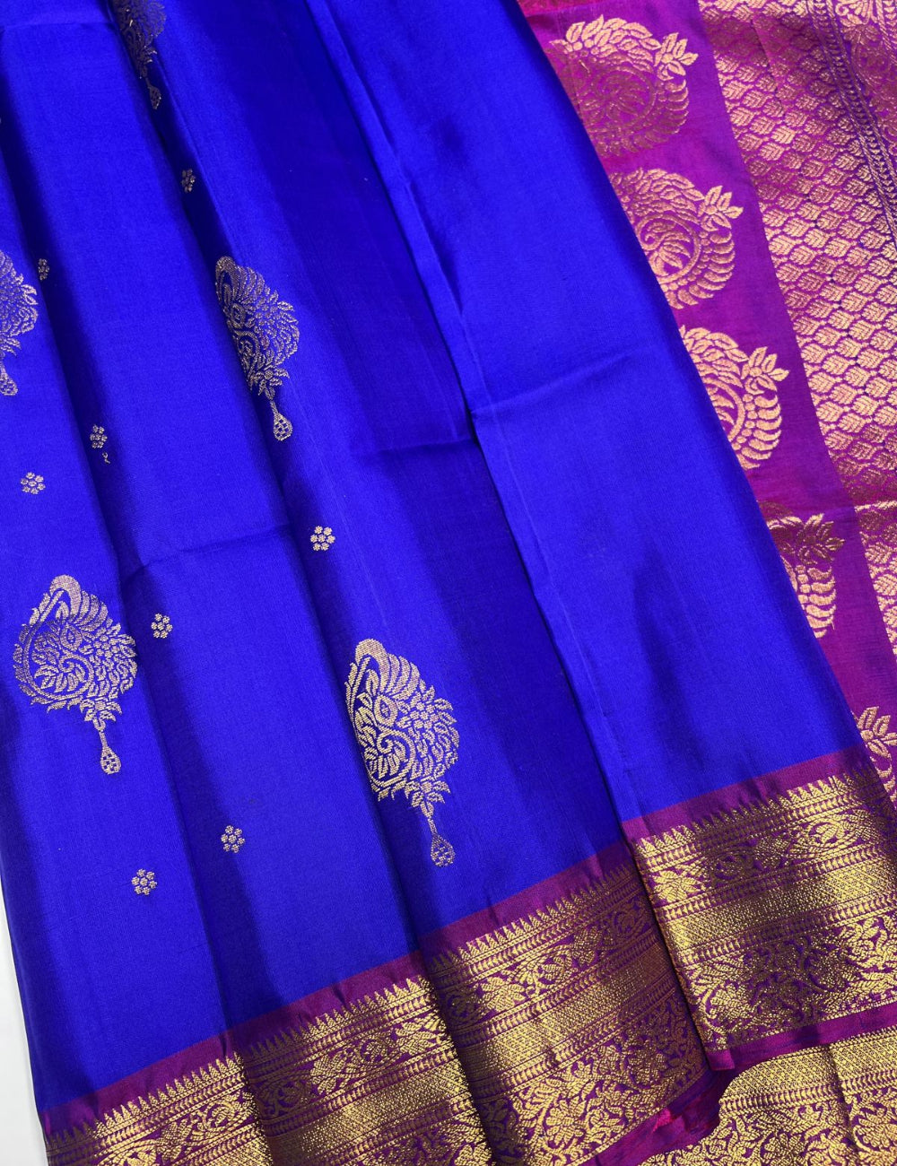 Blue & Purple - Soft Silk Saree