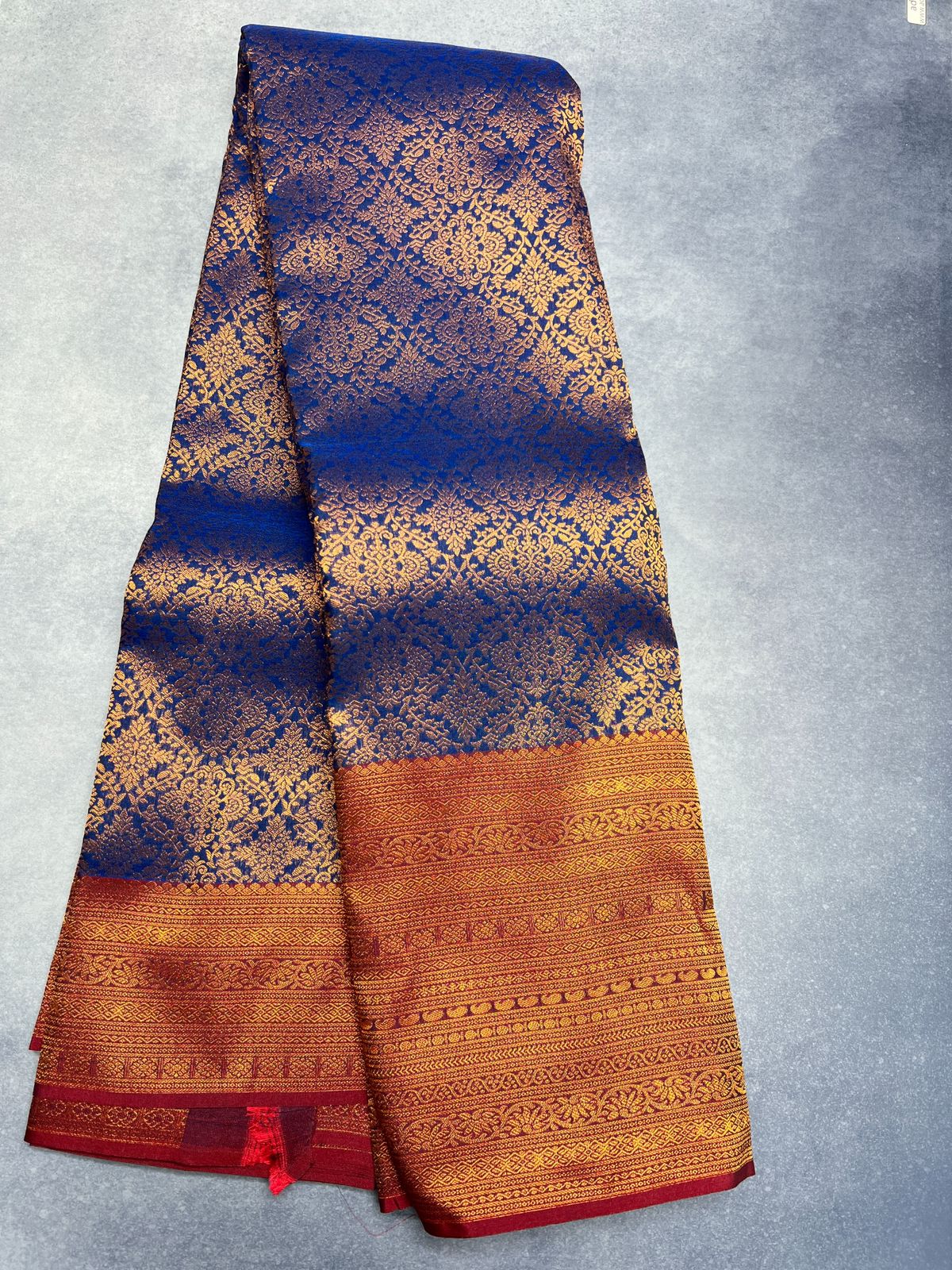 Blue & Brown - Semi Silk Saree