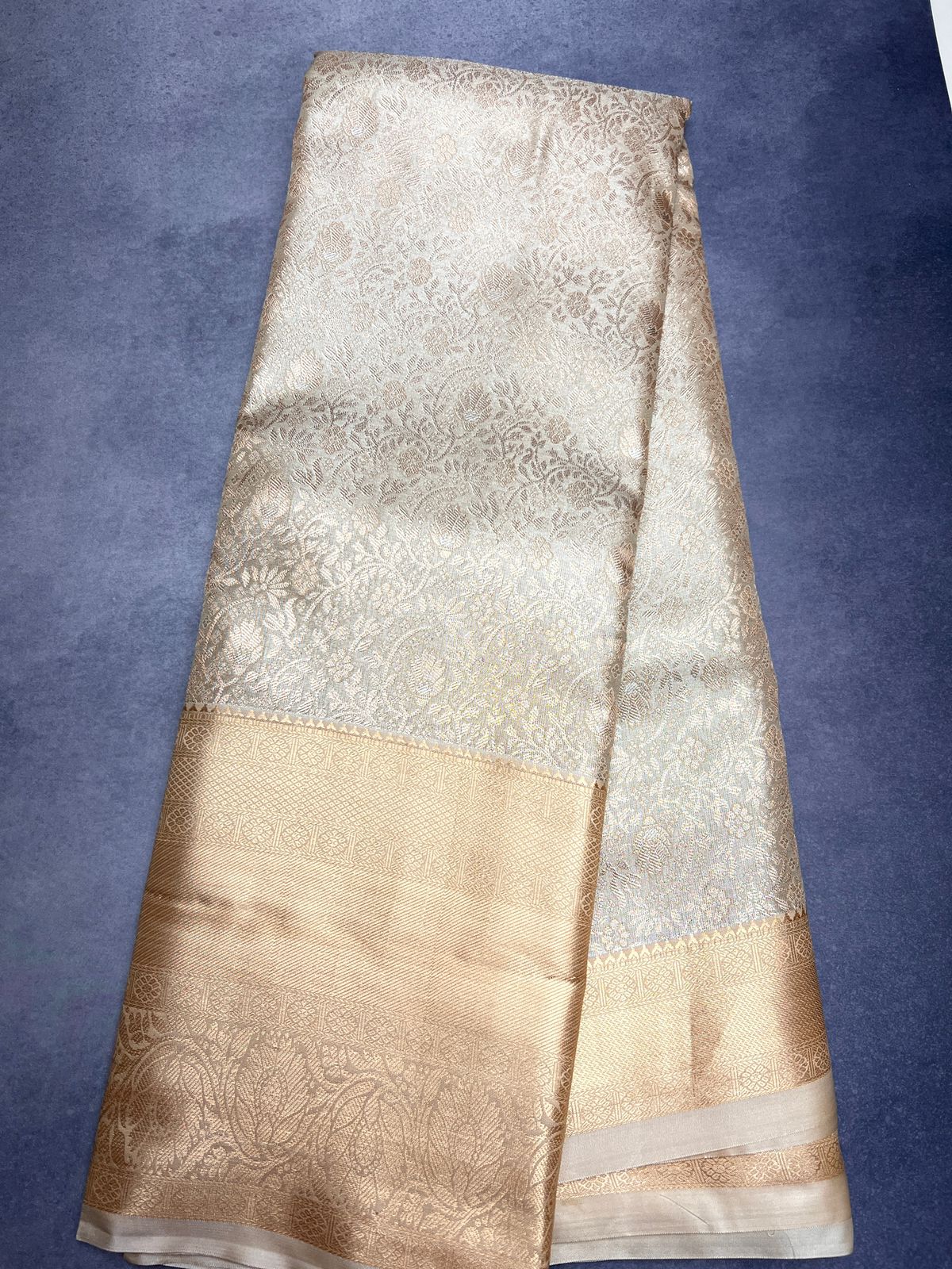 Cream - Semi Silk Saree