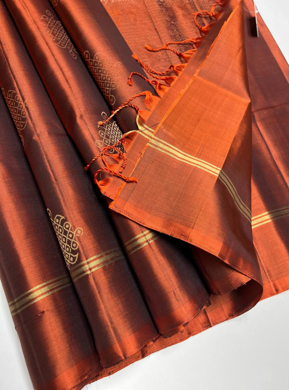 Rust - Kolam Soft Silk Saree